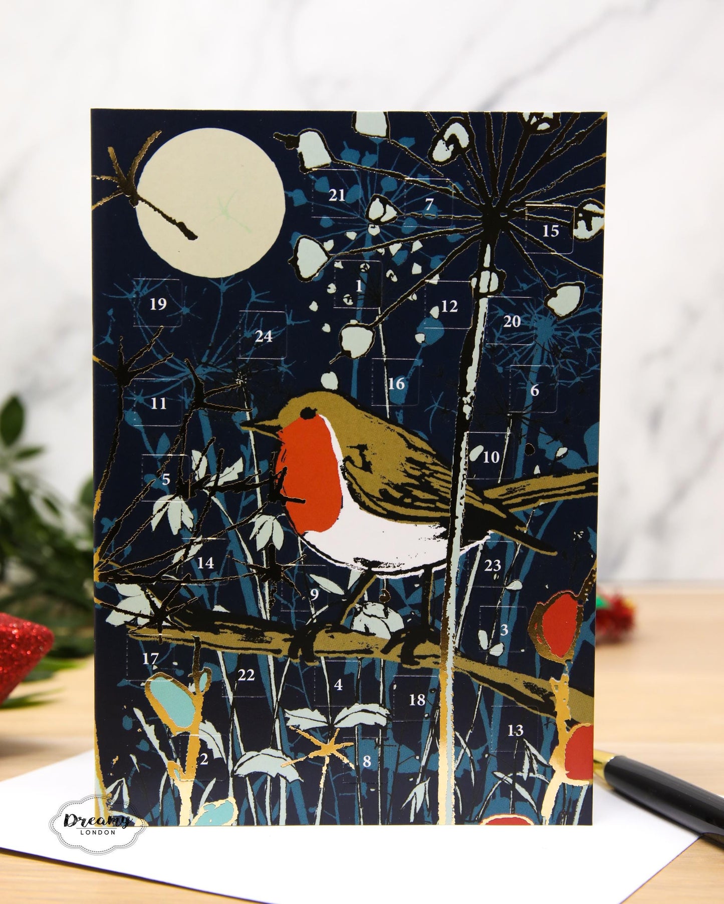 Christmas Robin Advent Calendar Card