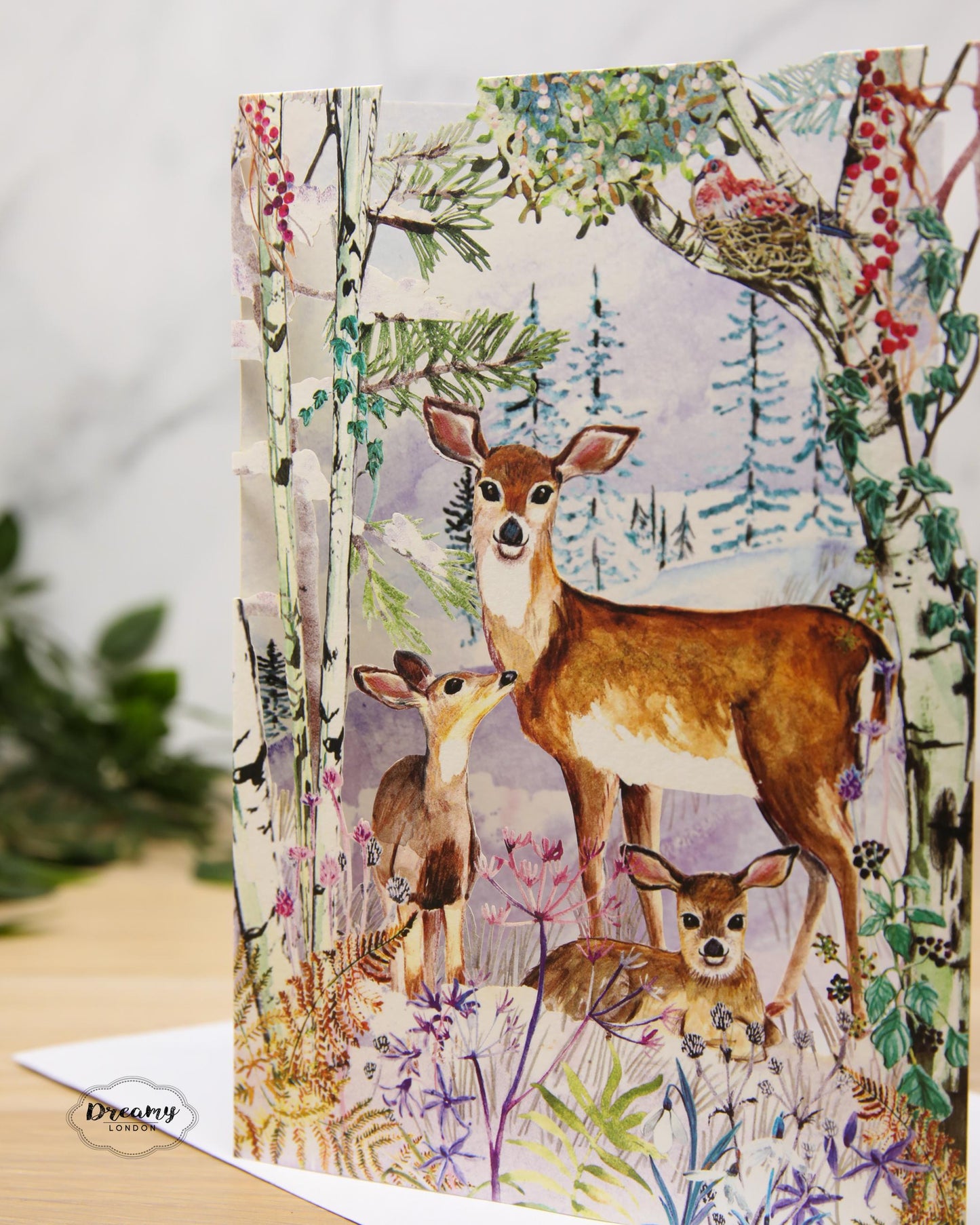 Laser Cut Mother Deer Christmas Card