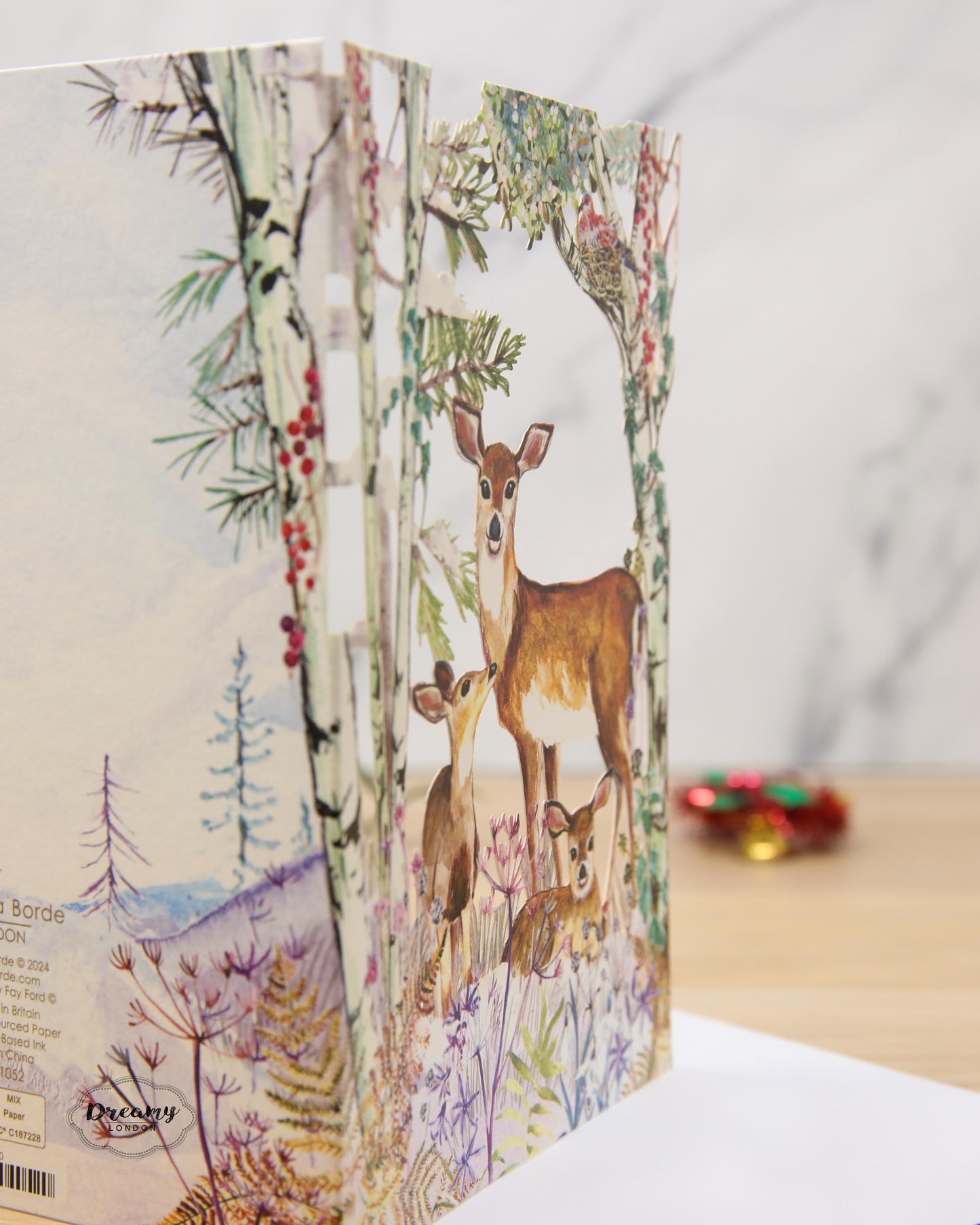 Laser Cut Mother Deer Christmas Card