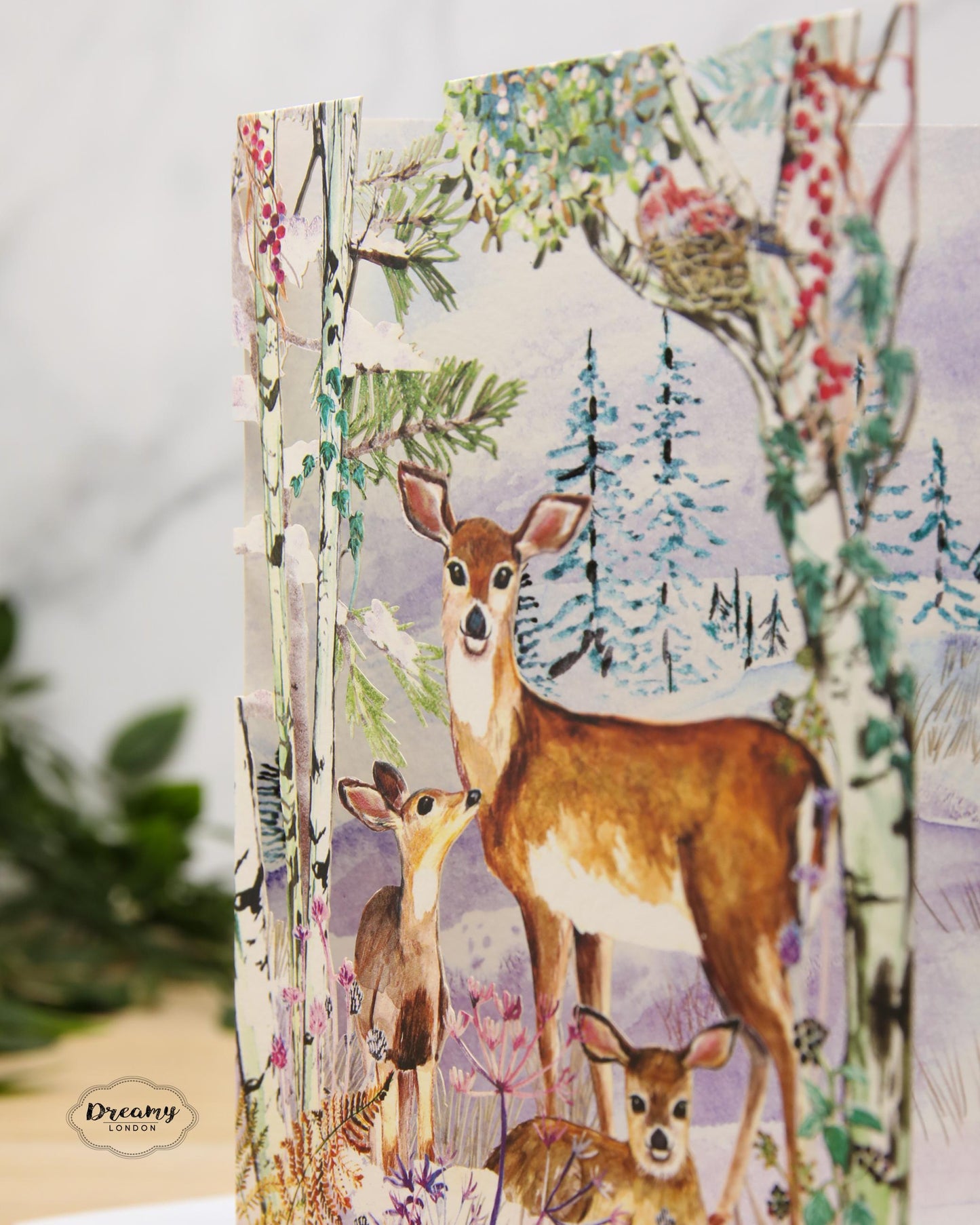 Laser Cut Mother Deer Christmas Card