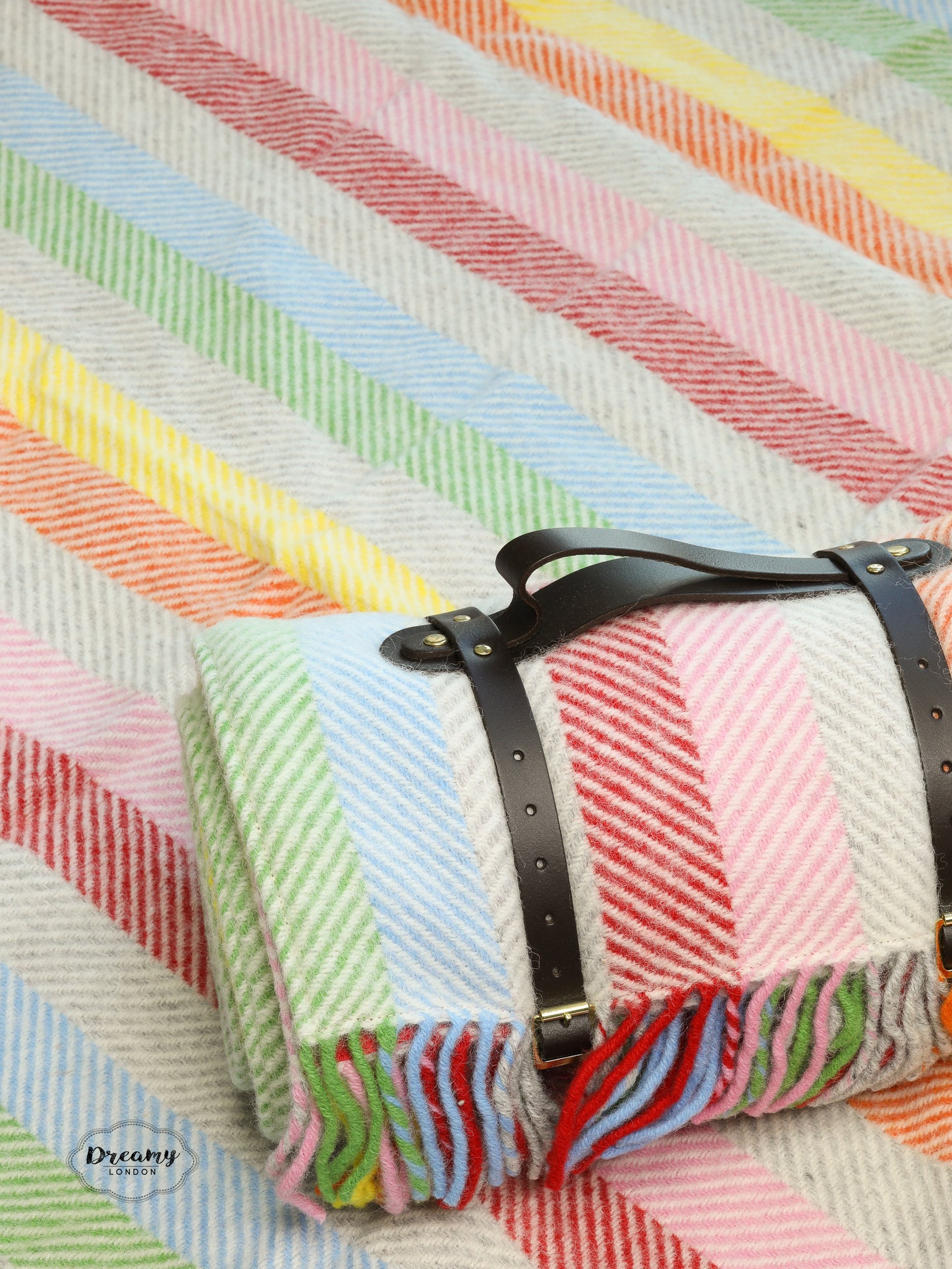 Stripe Herringbone Rainbow Waterproof Picnic Blanket