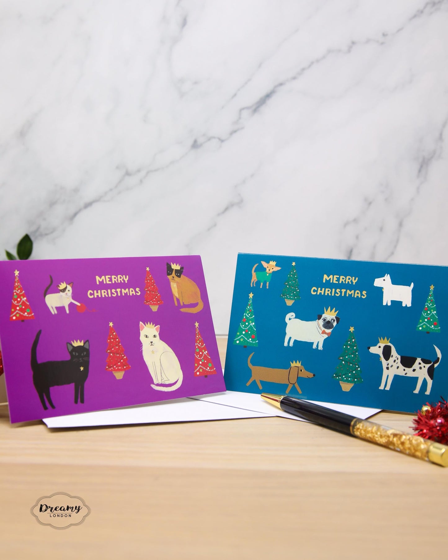 Cat Lovers and Dog Lovers Boxed Petite Christmas Cards