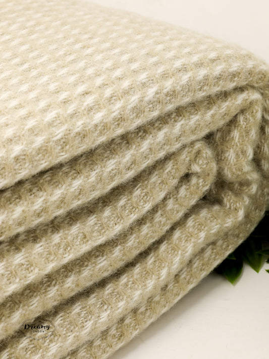Silver Grey Waffle Wool Throw Blanket