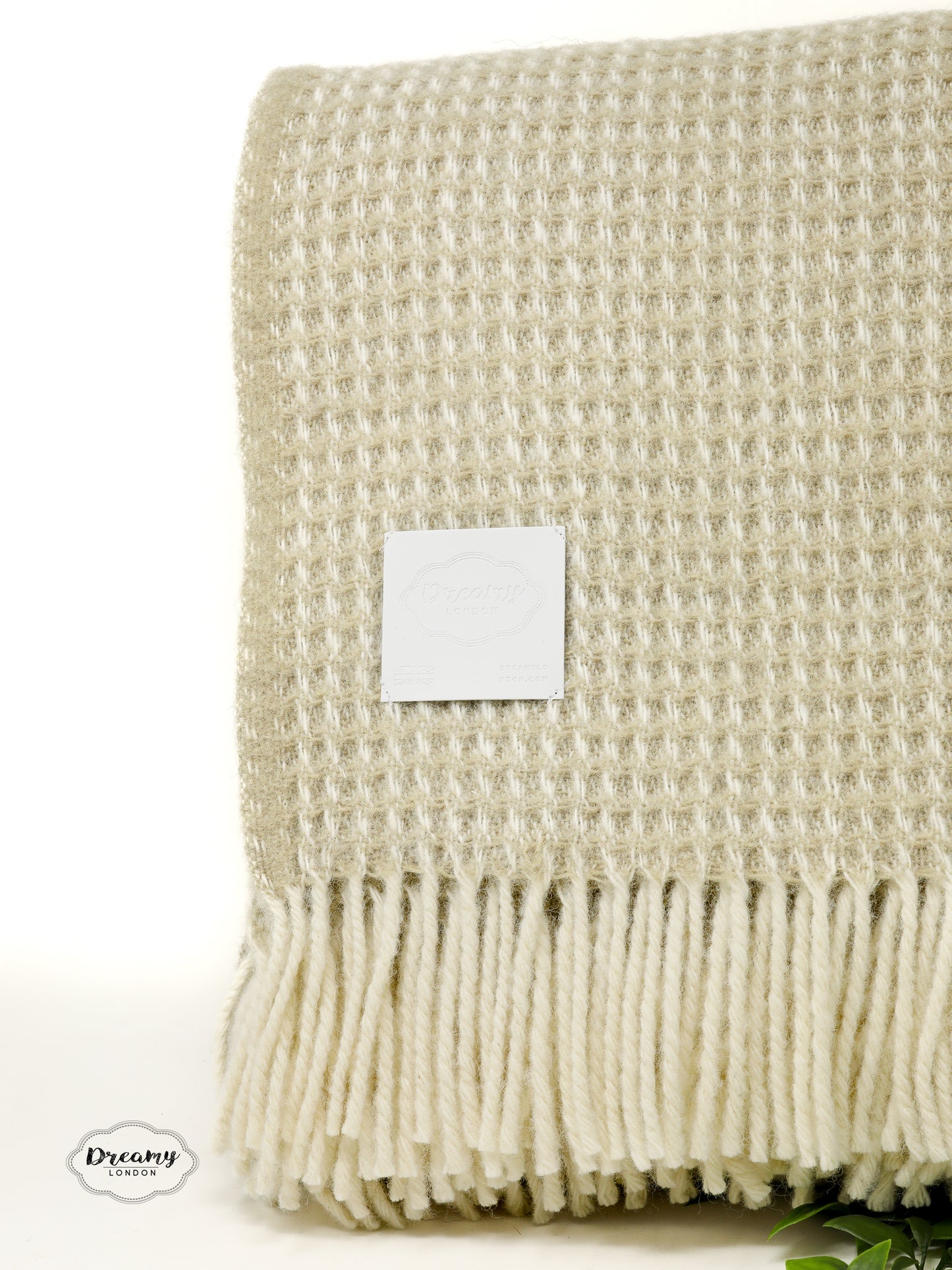 Silver Grey Waffle Wool Throw Blanket