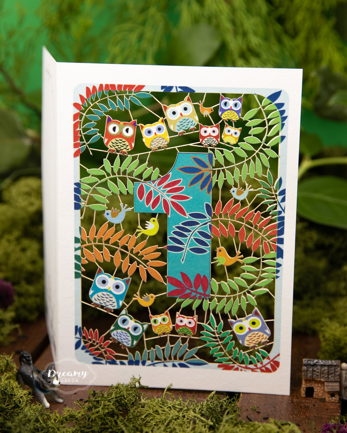 1st Birthday Card Owls Laser Cut - dreamylondon