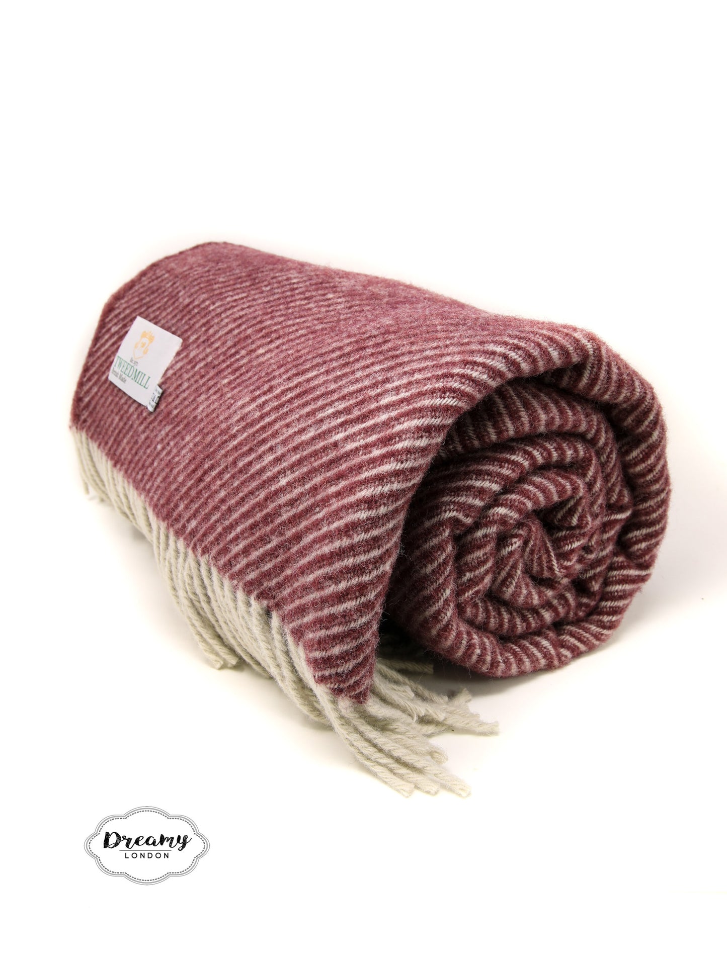 Rosewood Dark Red Diagonal Stripe Wool Blanket