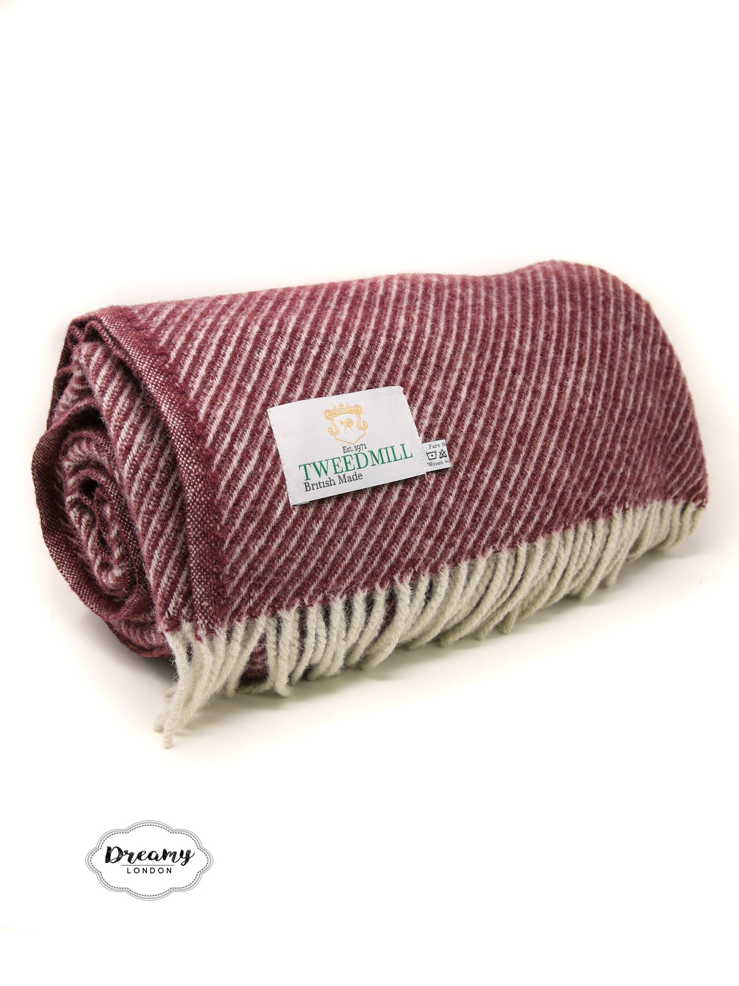 Rosewood Dark Red Diagonal Stripe Wool Blanket