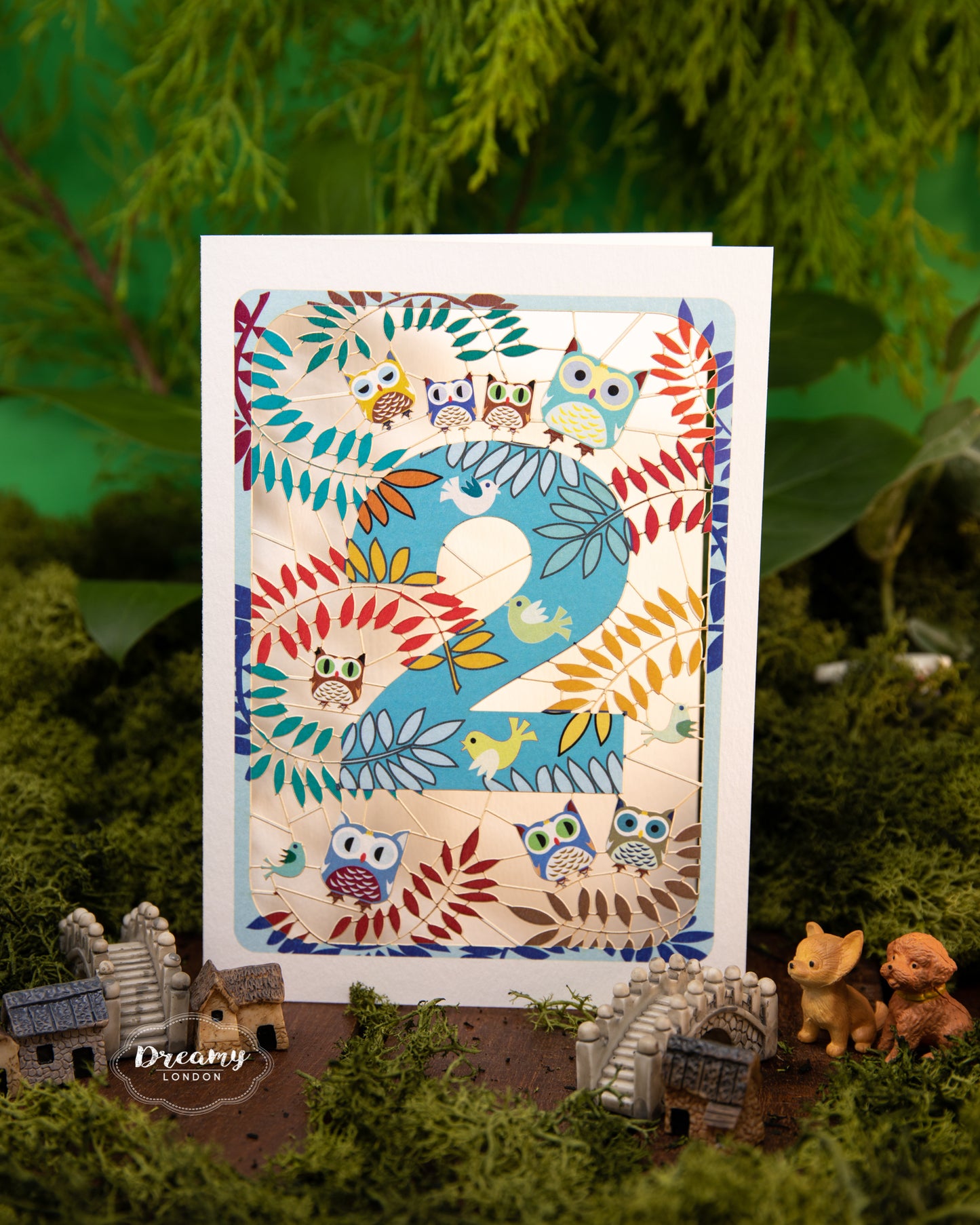 2nd Birthday Card Owls Laser Cut - dreamylondon