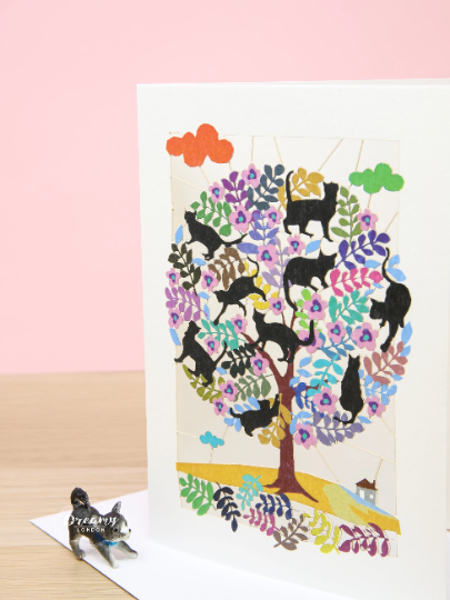 Black Cat Tree of Life Card