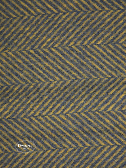 Egg Blue & Mustard Herringbone Pure Wool Blanket