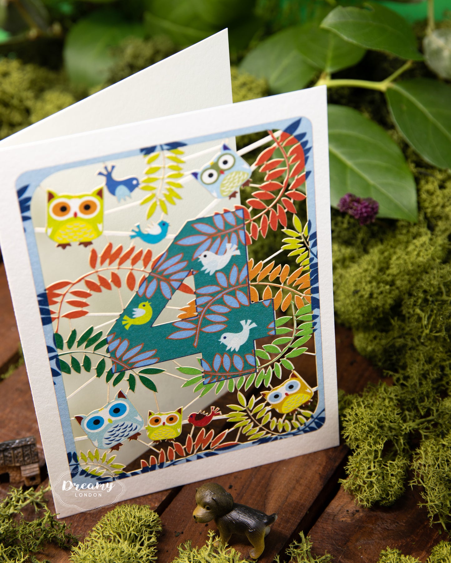 4th Birthday Card Owls Laser Cut - dreamylondon