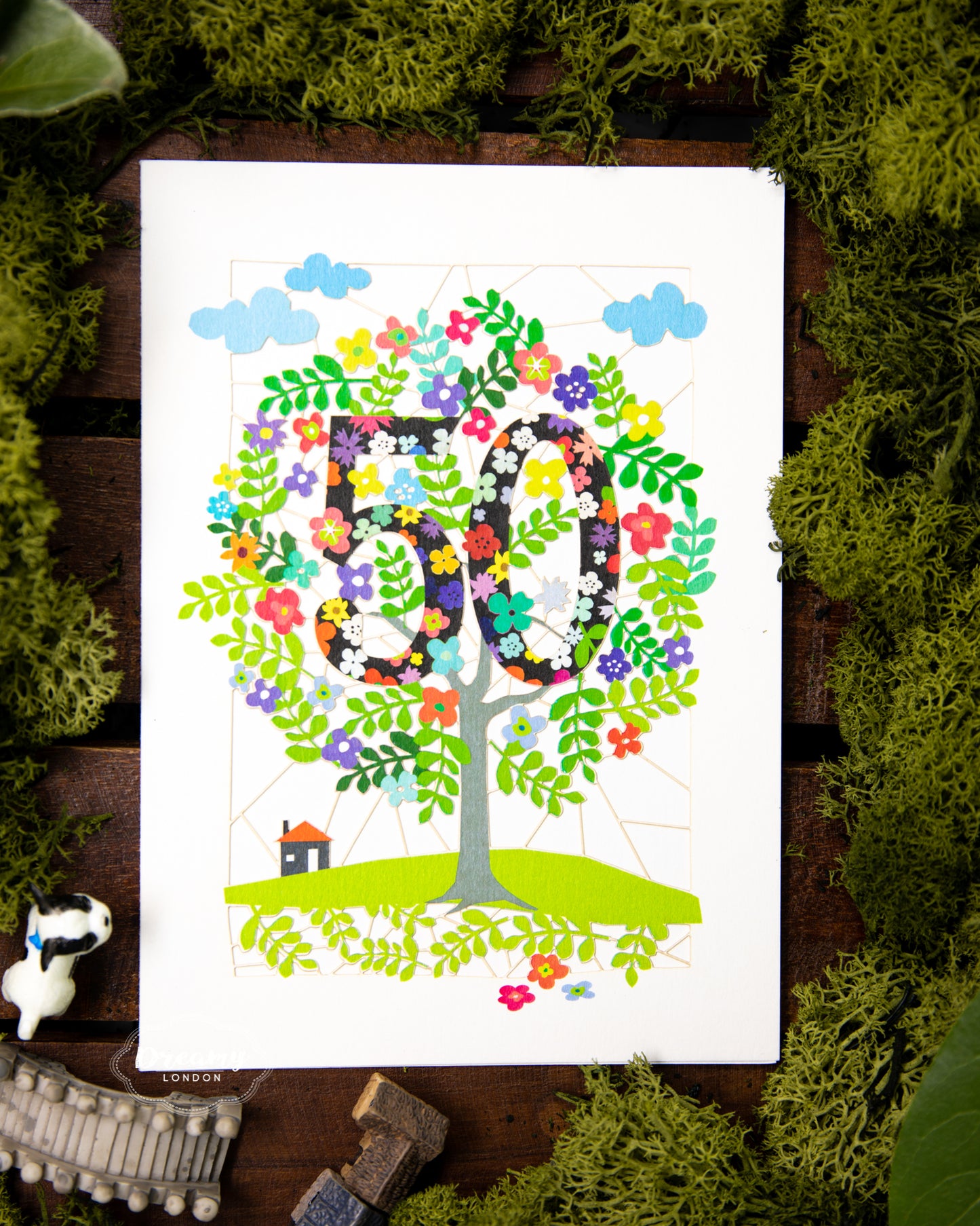 50th Tree of Life Birthday Card - dreamylondon