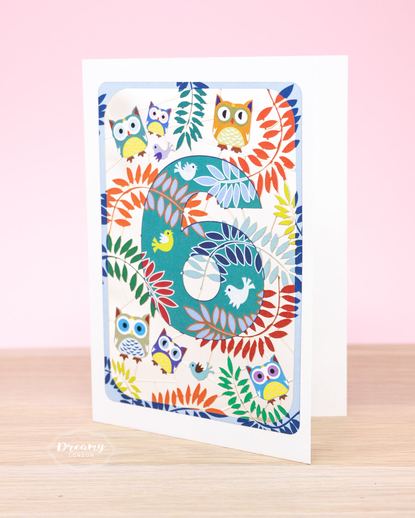 6th Birthday Card Owls Laser Cut - dreamylondon