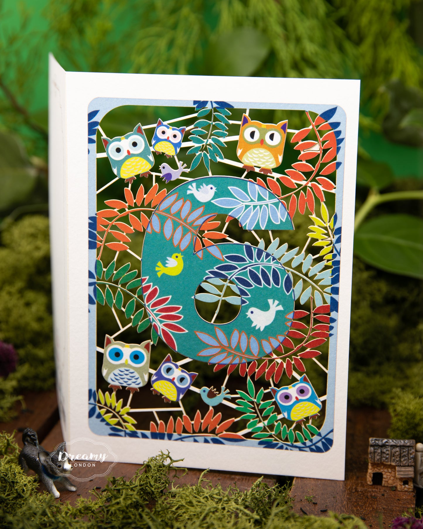 6th Birthday Card Owls Laser Cut - dreamylondon