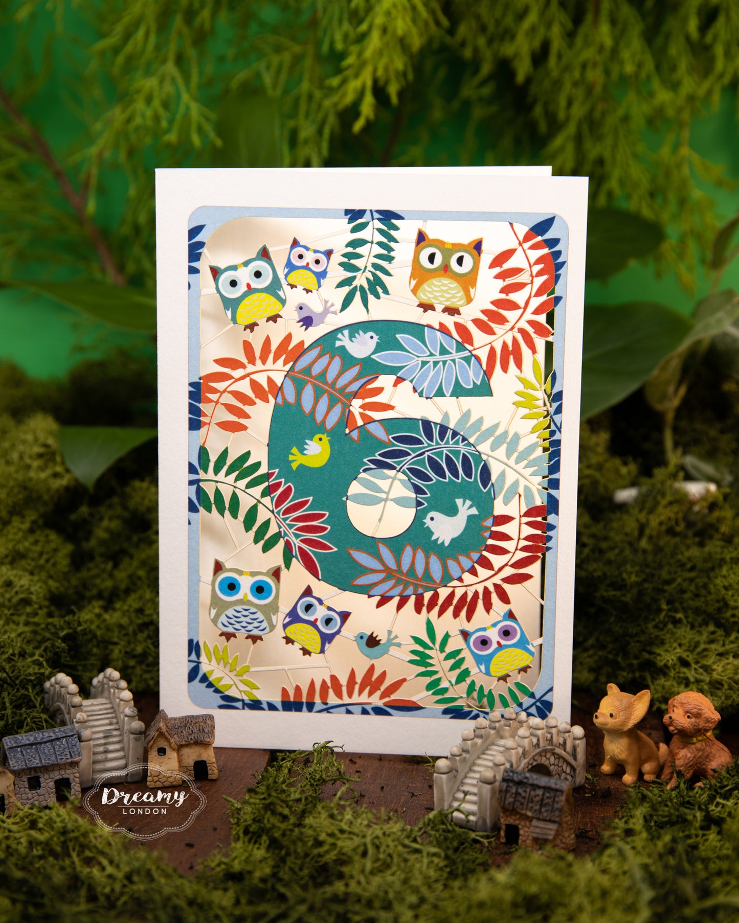 6th Birthday Card Owls Laser Cut - dreamylondon