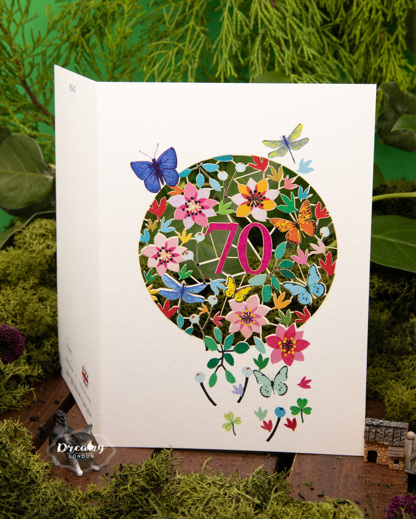 70th Butterflies Birthday Card - dreamylondon