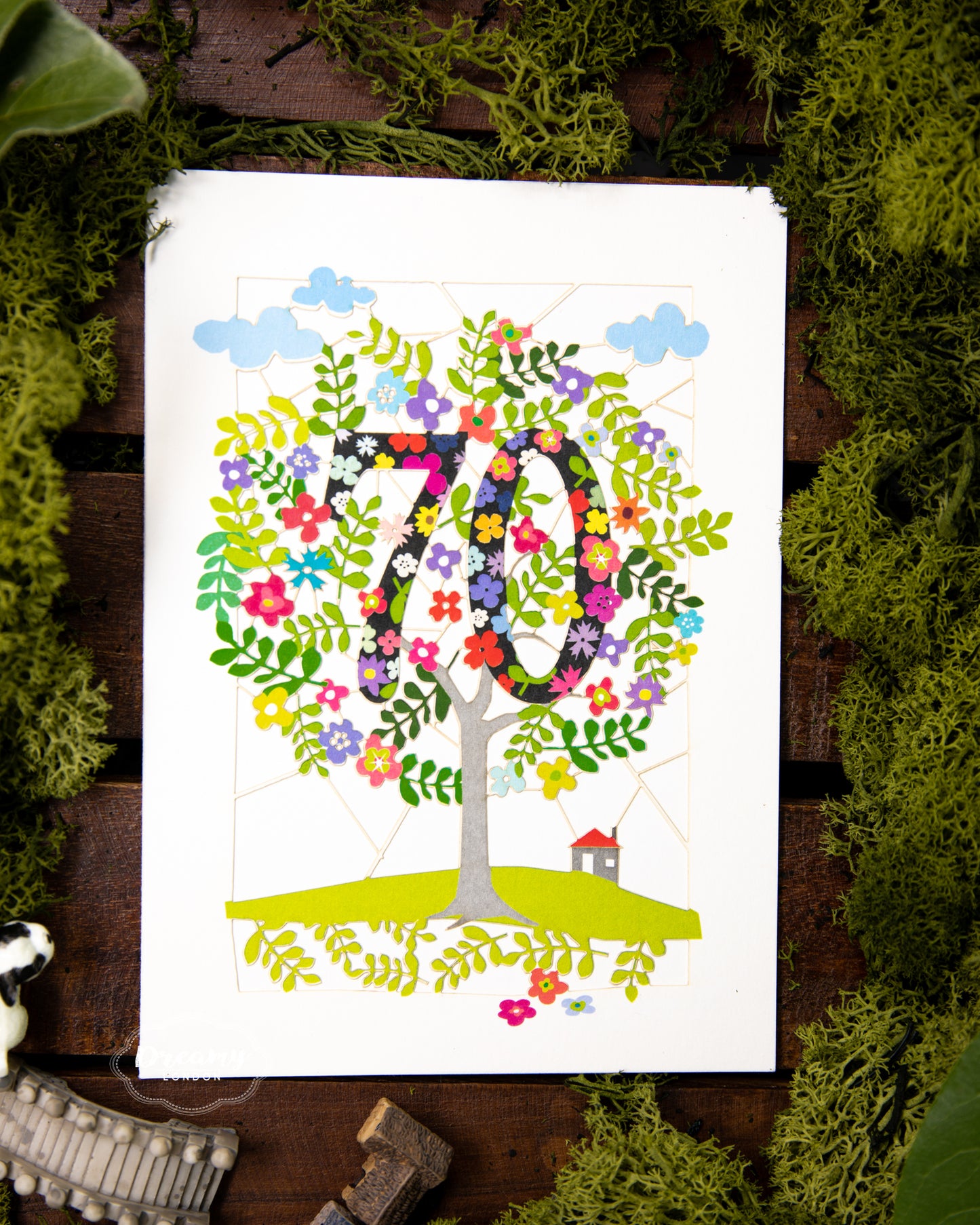 70th Tree of Life Birthday Card - dreamylondon