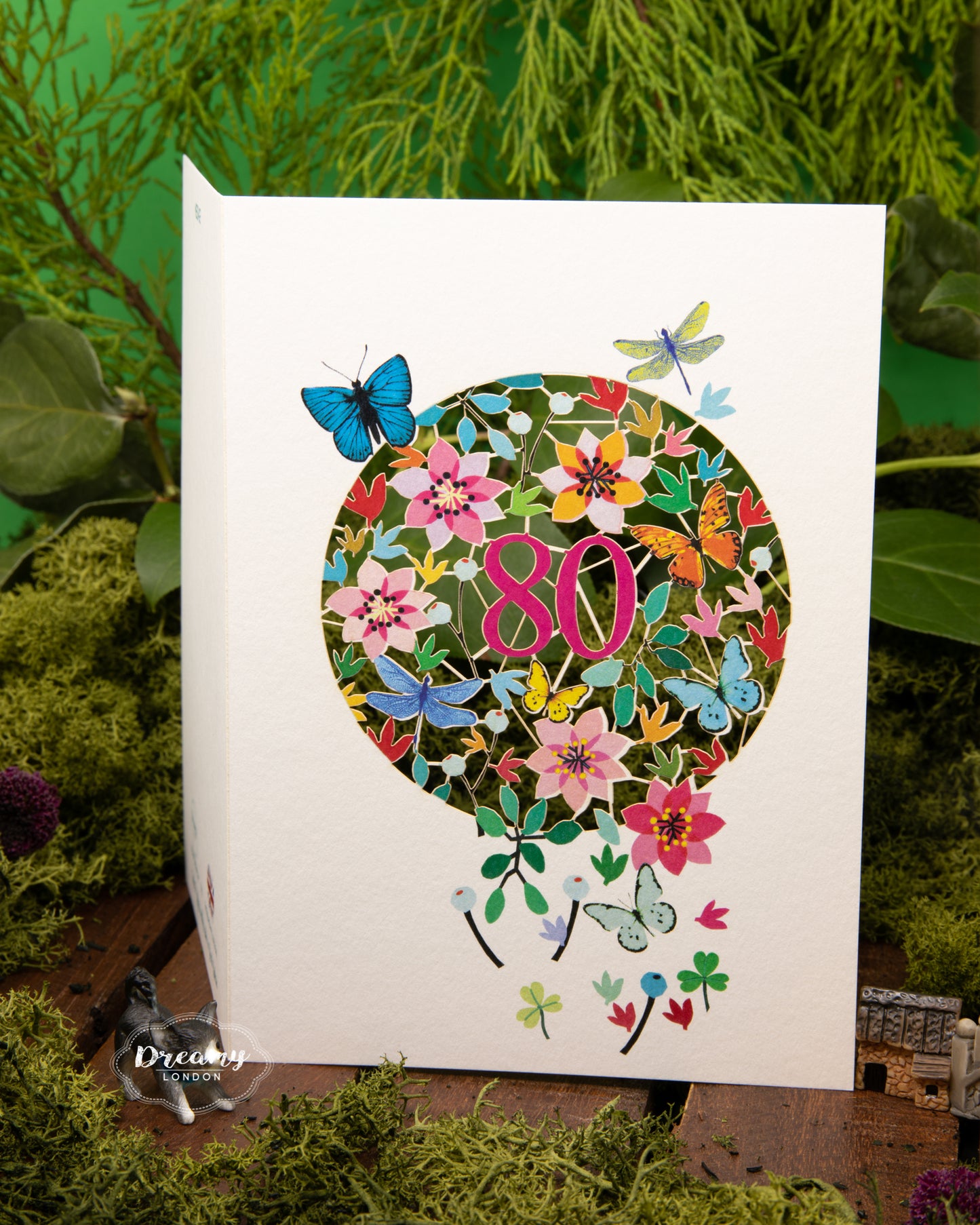 80th Butterflies Birthday Card - dreamylondon