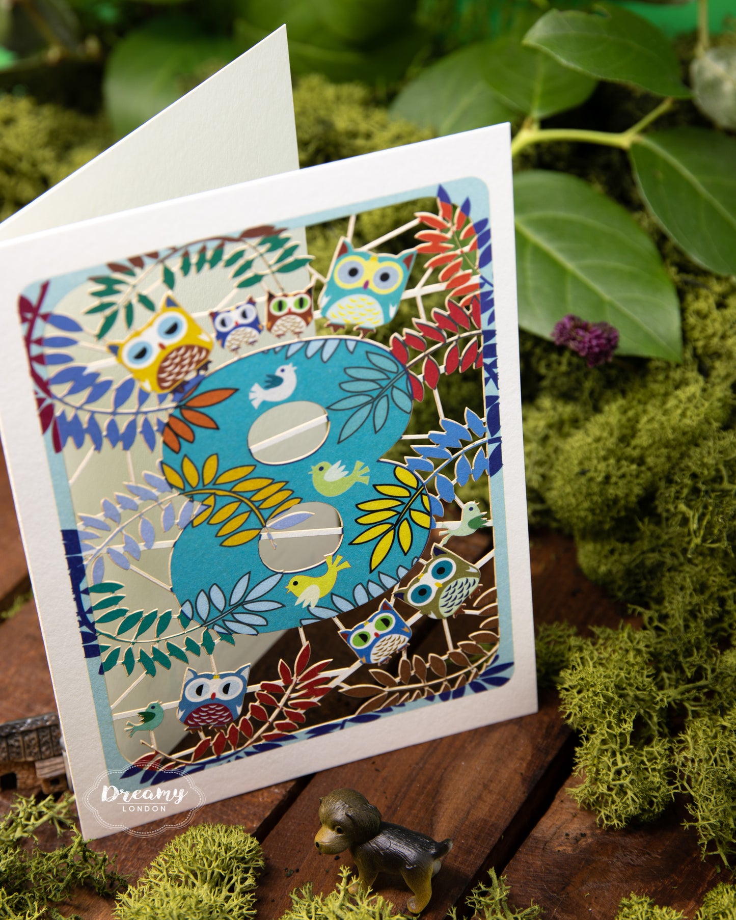8th Birthday Card Owls Laser Cut - dreamylondon
