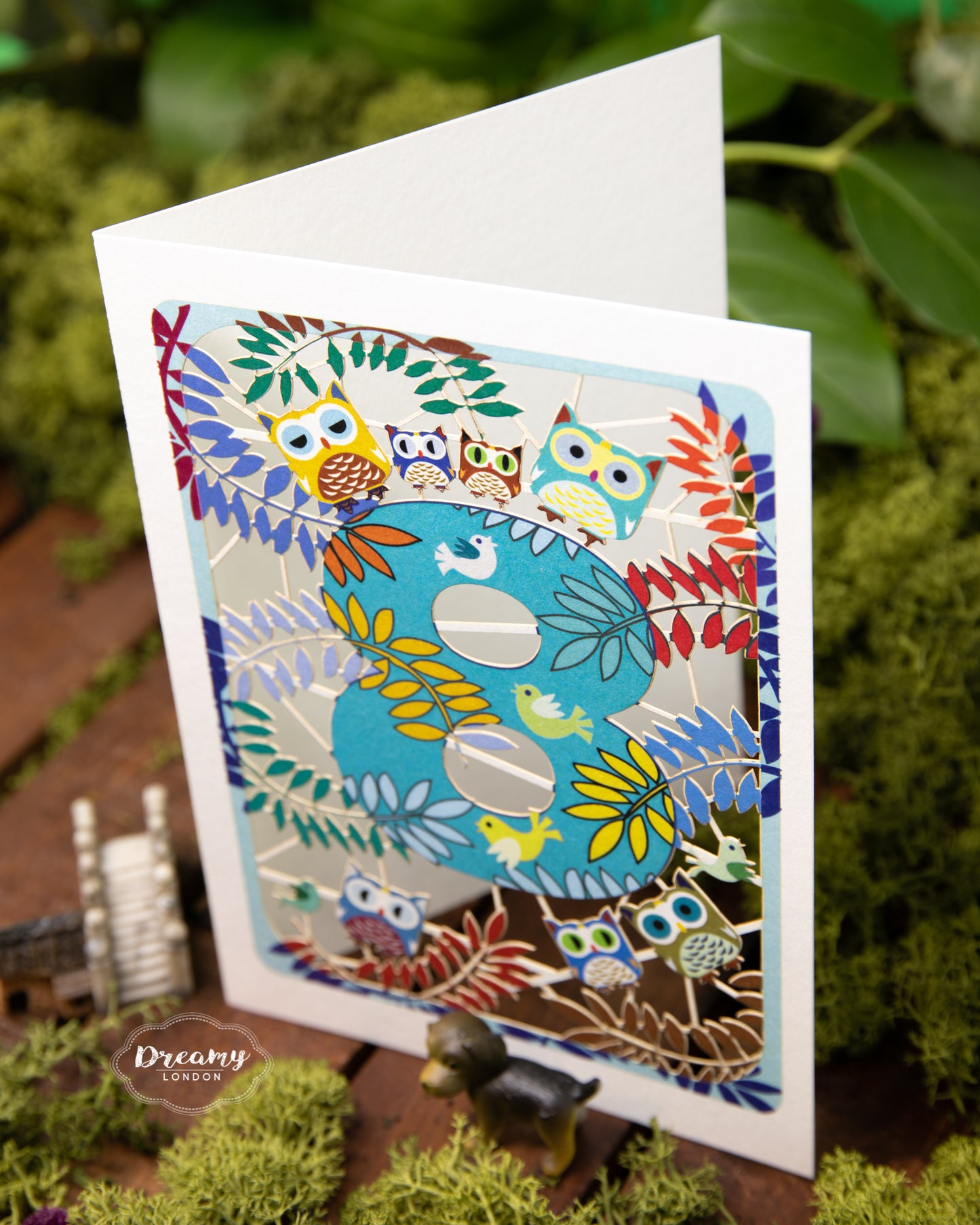 8th Birthday Card Owls Laser Cut - dreamylondon