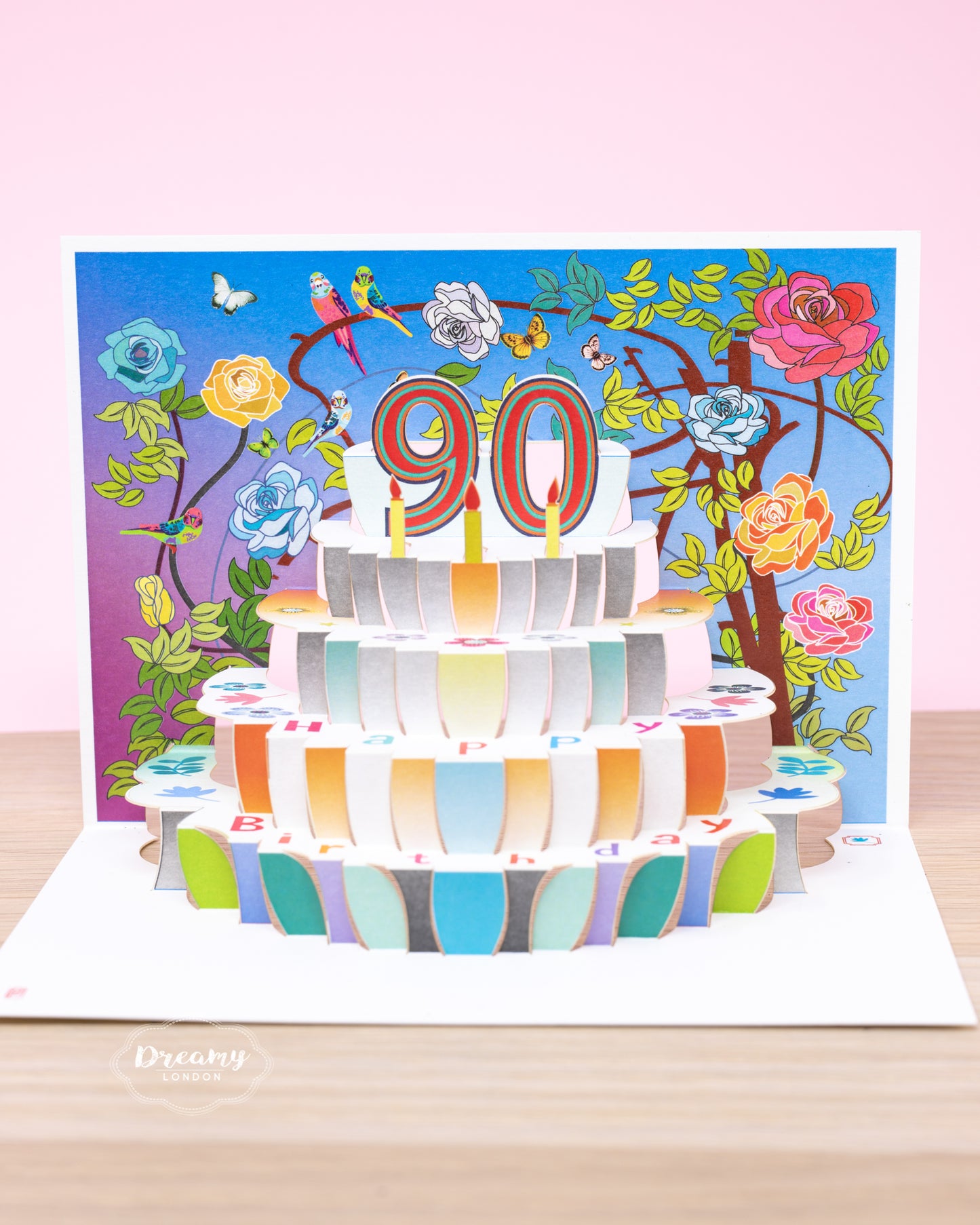 90th Pop-up Birthday Card - Pop Up Card for 90th Birthday - dreamylondon