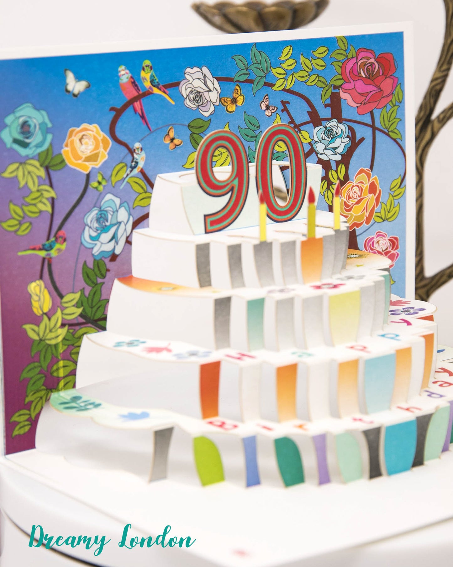 90th Pop-up Birthday Card - Pop Up Card for 90th Birthday - dreamylondon