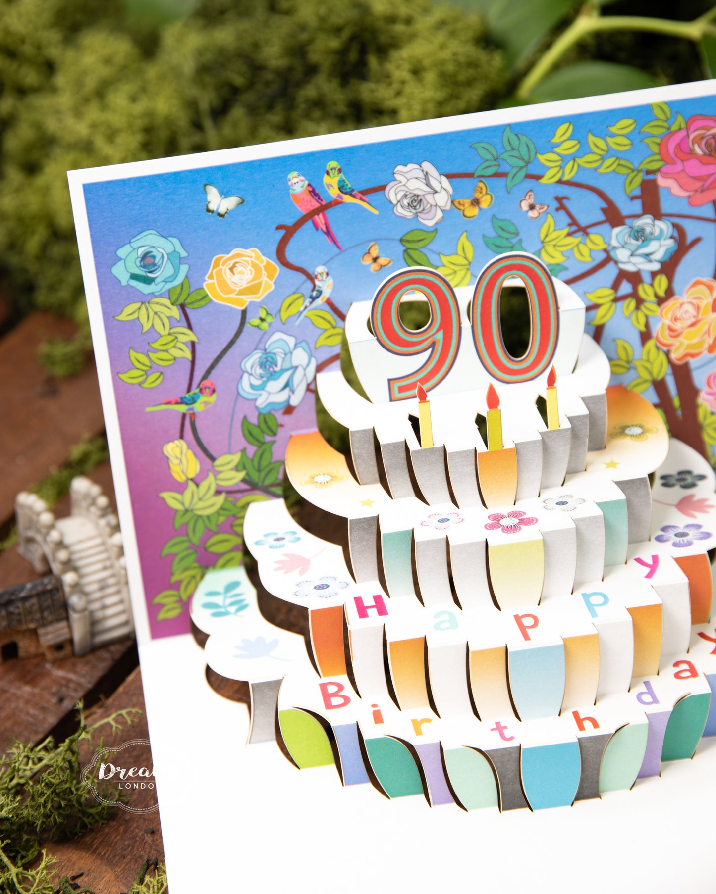 90th Pop-up Birthday Card - Pop Up Card for 90th Birthday - dreamylondon