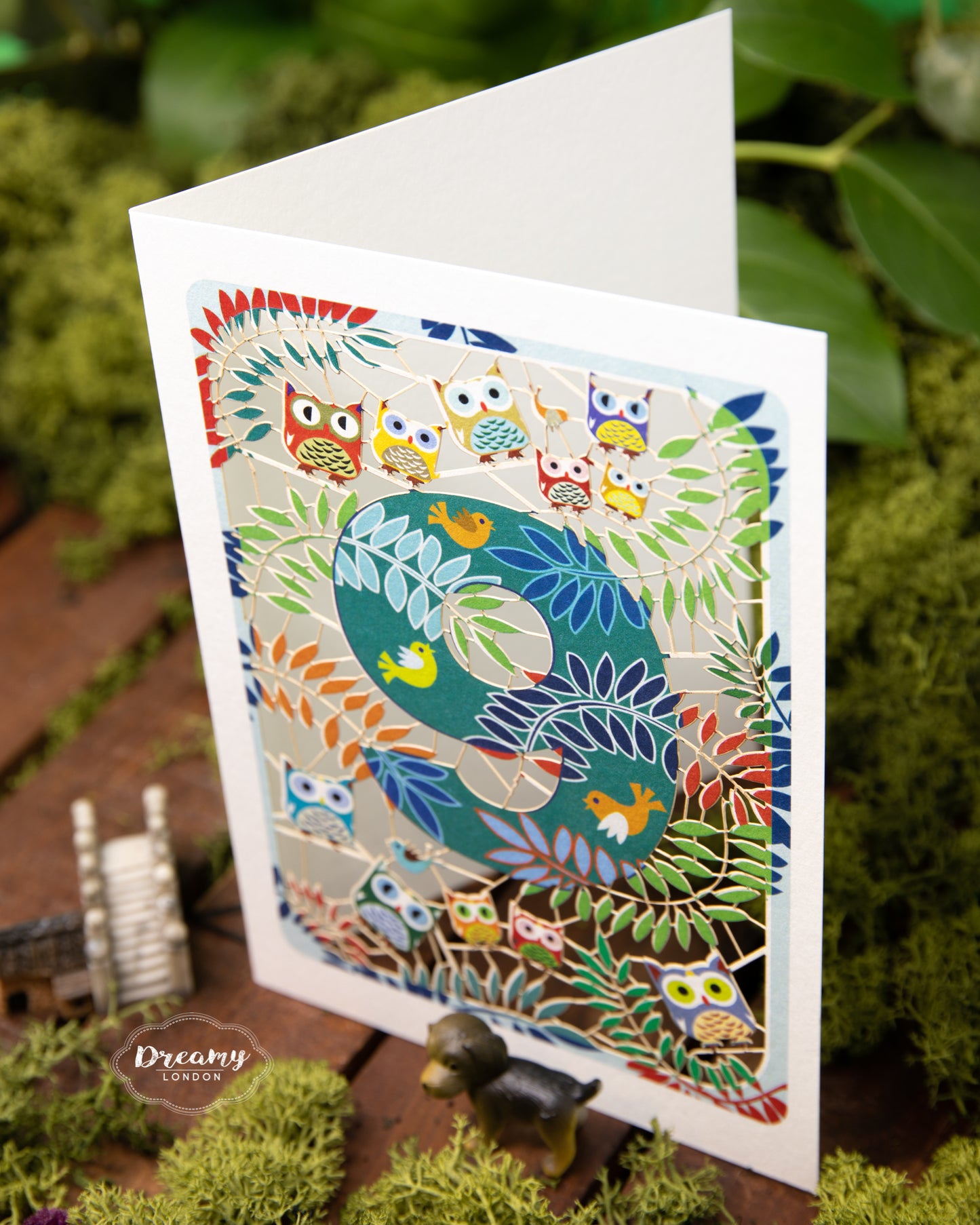 9th Birthday Card Owls Laser Cut - dreamylondon
