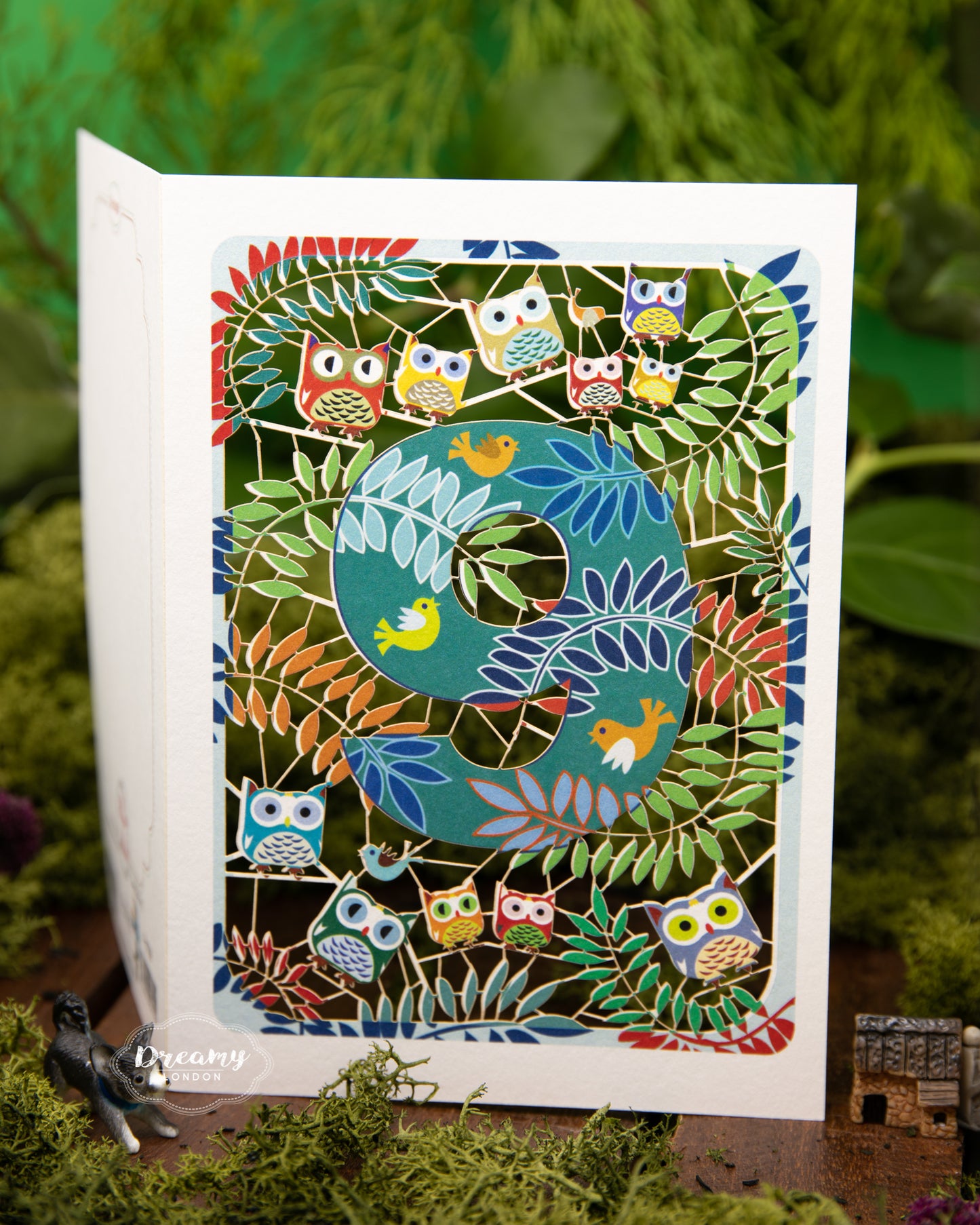 9th Birthday Card Owls Laser Cut - dreamylondon