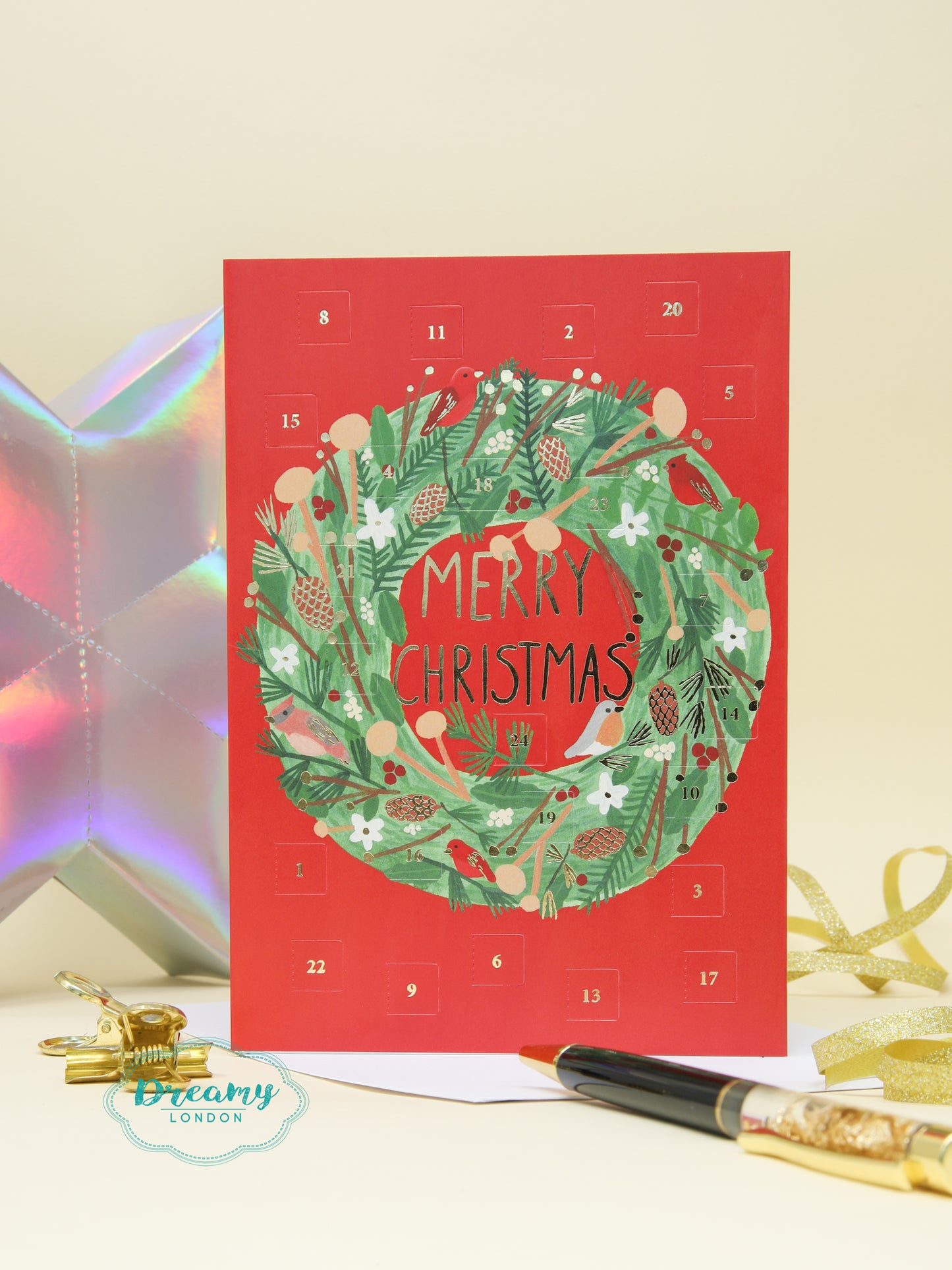 Christmas Wreath Advent Calendar Card 2023