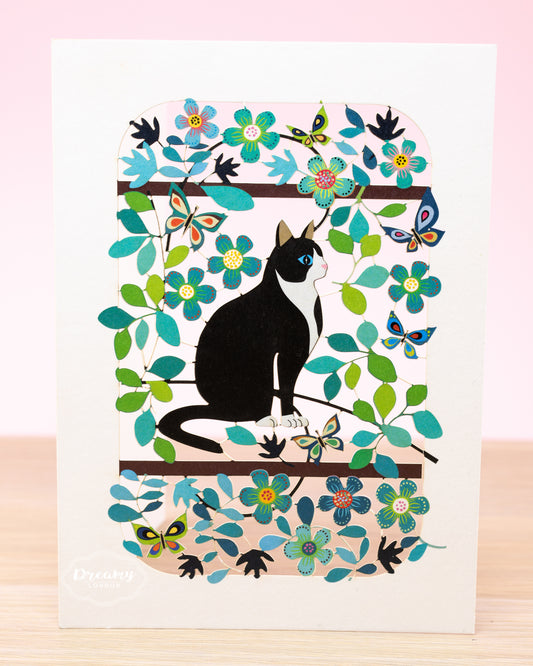 Cat Laser Cut Greeting Card - dreamylondon