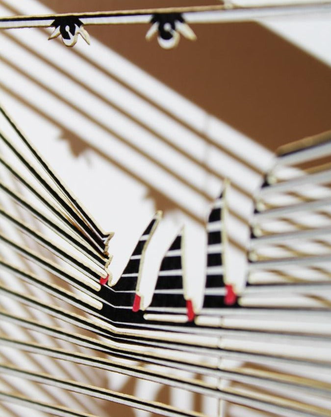 lady voyeur peeking into the blinds lasercut greeting card - dreamylondon