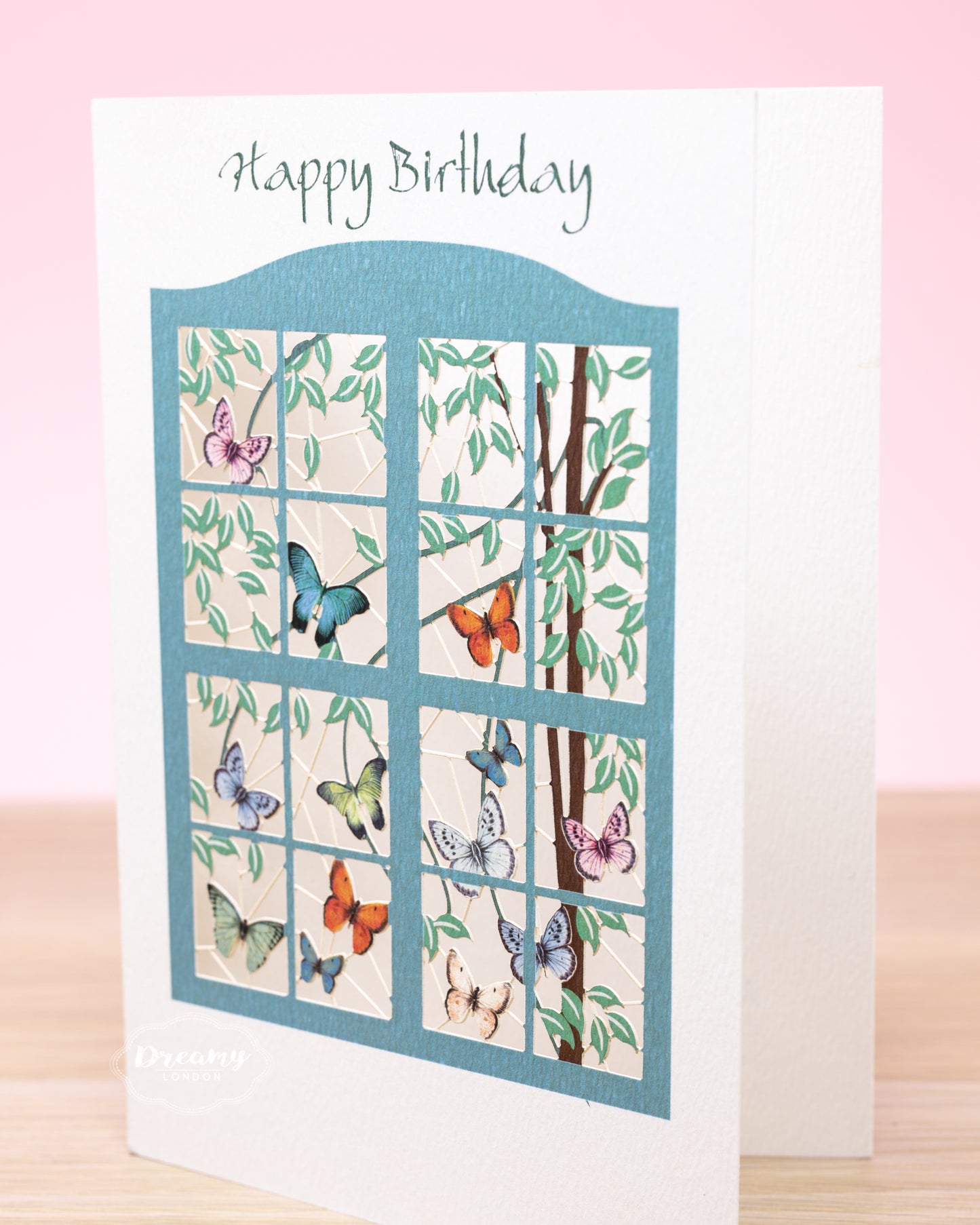 Butterflies Window Birthday Card - dreamylondon