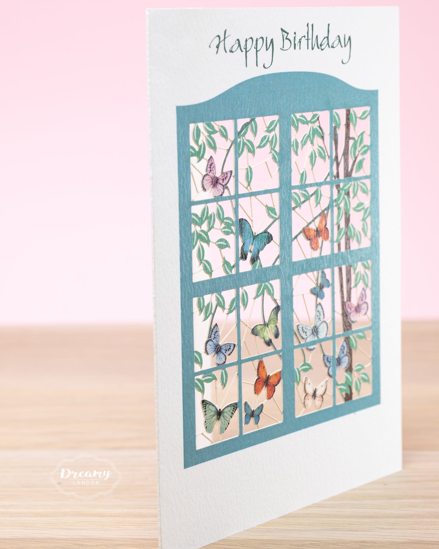 Butterflies Window Birthday Card - dreamylondon