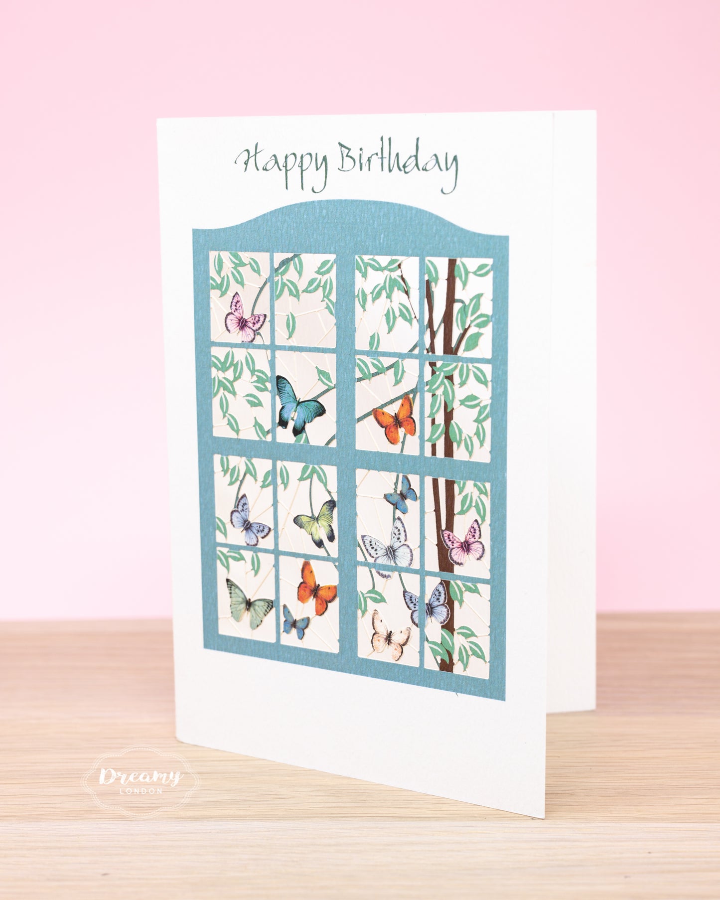 Butterflies Window Birthday Card - dreamylondon