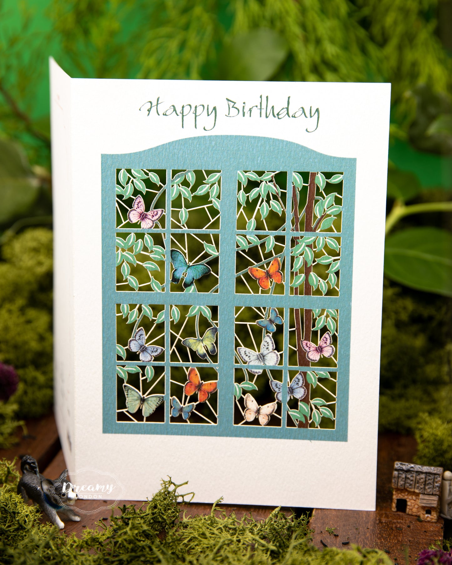 Butterflies Window Birthday Card - dreamylondon