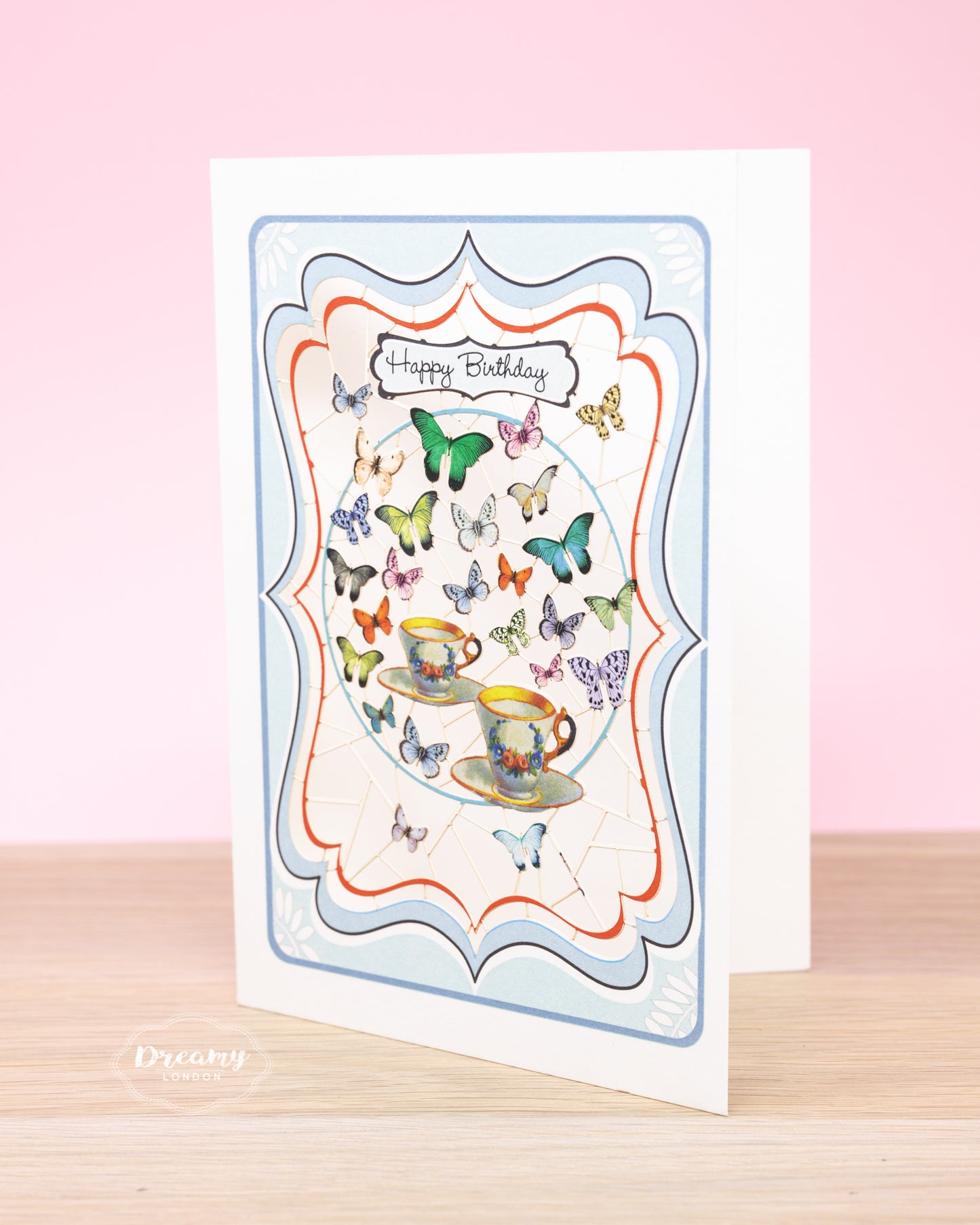 Butterflies and Birthday Tea Card - dreamylondon