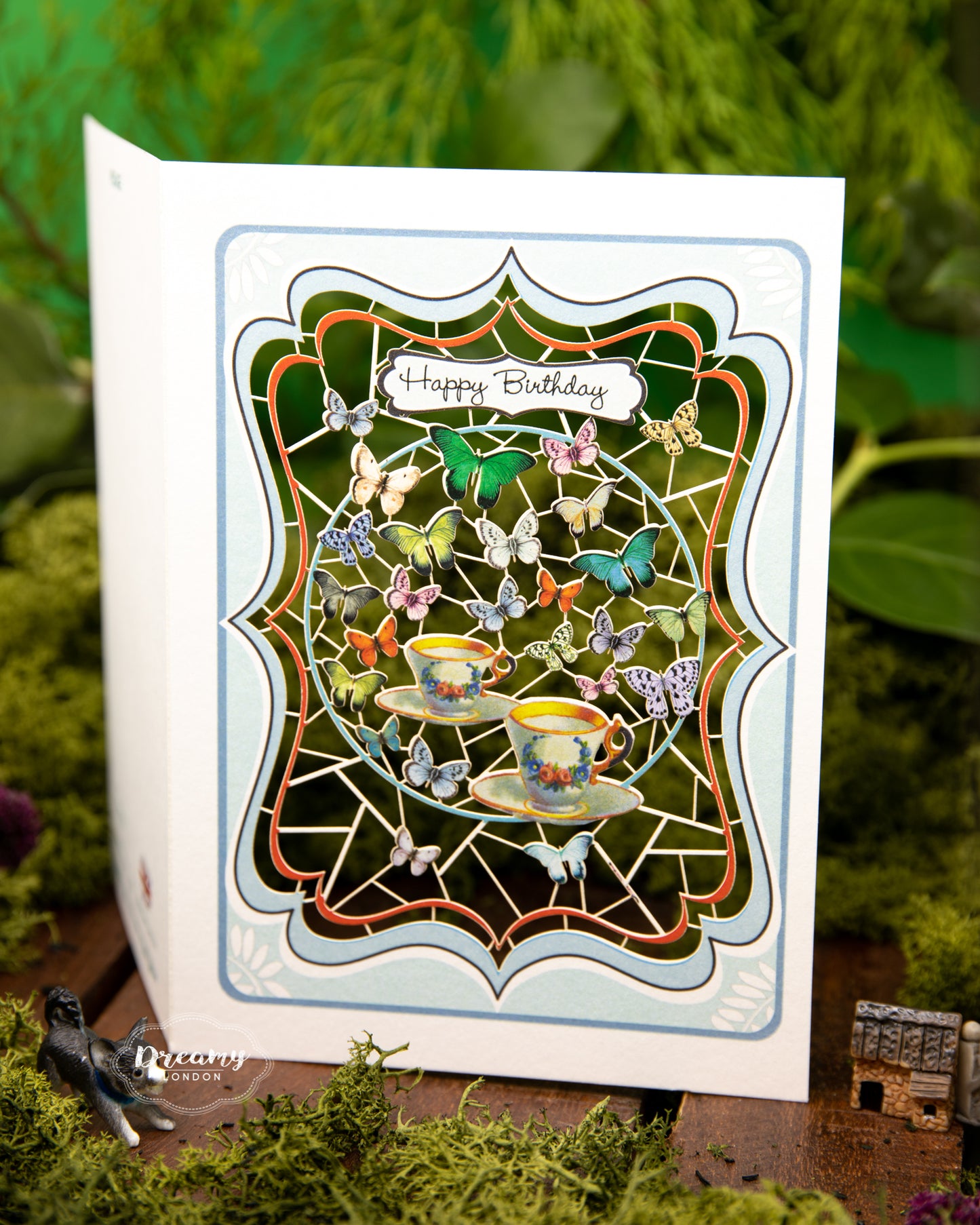 Butterflies and Birthday Tea Card - dreamylondon