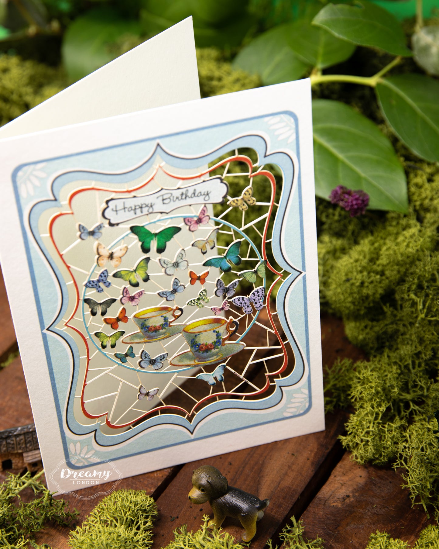Butterflies and Birthday Tea Card - dreamylondon
