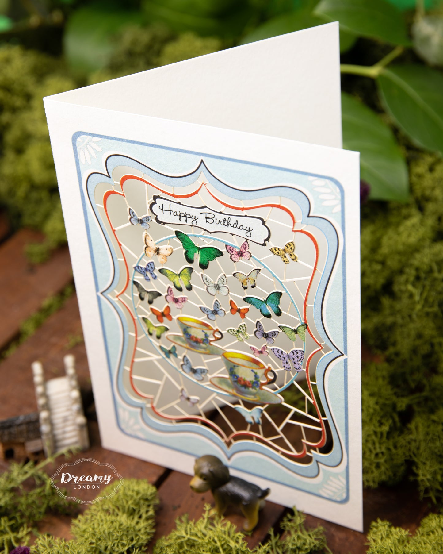 Butterflies and Birthday Tea Card - dreamylondon
