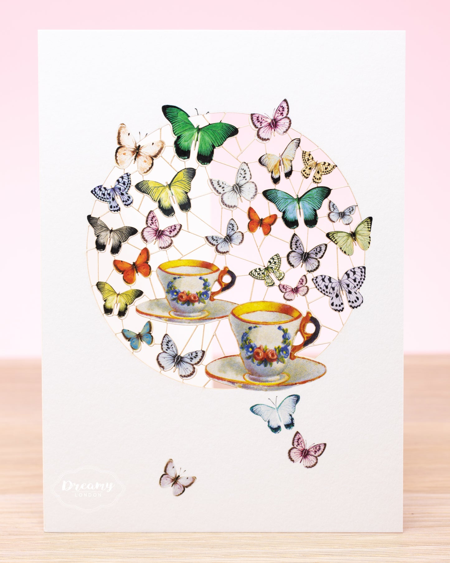 Butterflies and Tea Laser Cut Greeting Card, Marry Poppins Returns Tea Party Greeting Card, Alice in Wonderland Tea Party, Disney Tea Party Greeting Card - Dreamy London