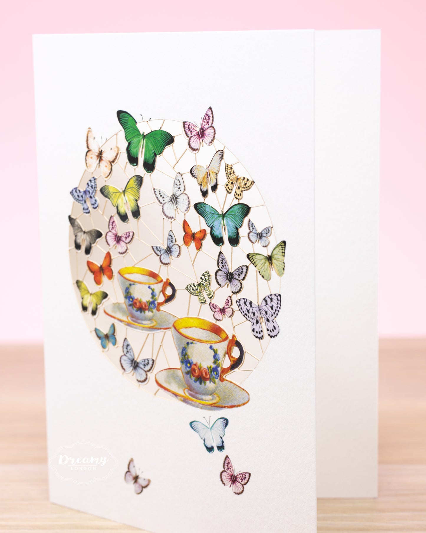 Butterflies and Tea Laser Cut Greeting Card, Marry Poppins Returns Tea Party Greeting Card, Alice in Wonderland Tea Party, Disney Tea Party Greeting Card - Dreamy London