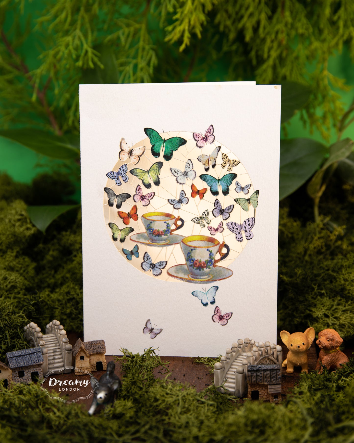 Butterflies and Tea Laser Cut Greeting Card, Marry Poppins Returns Tea Party Greeting Card, Alice in Wonderland Tea Party, Disney Tea Party Greeting Card - Dreamy London