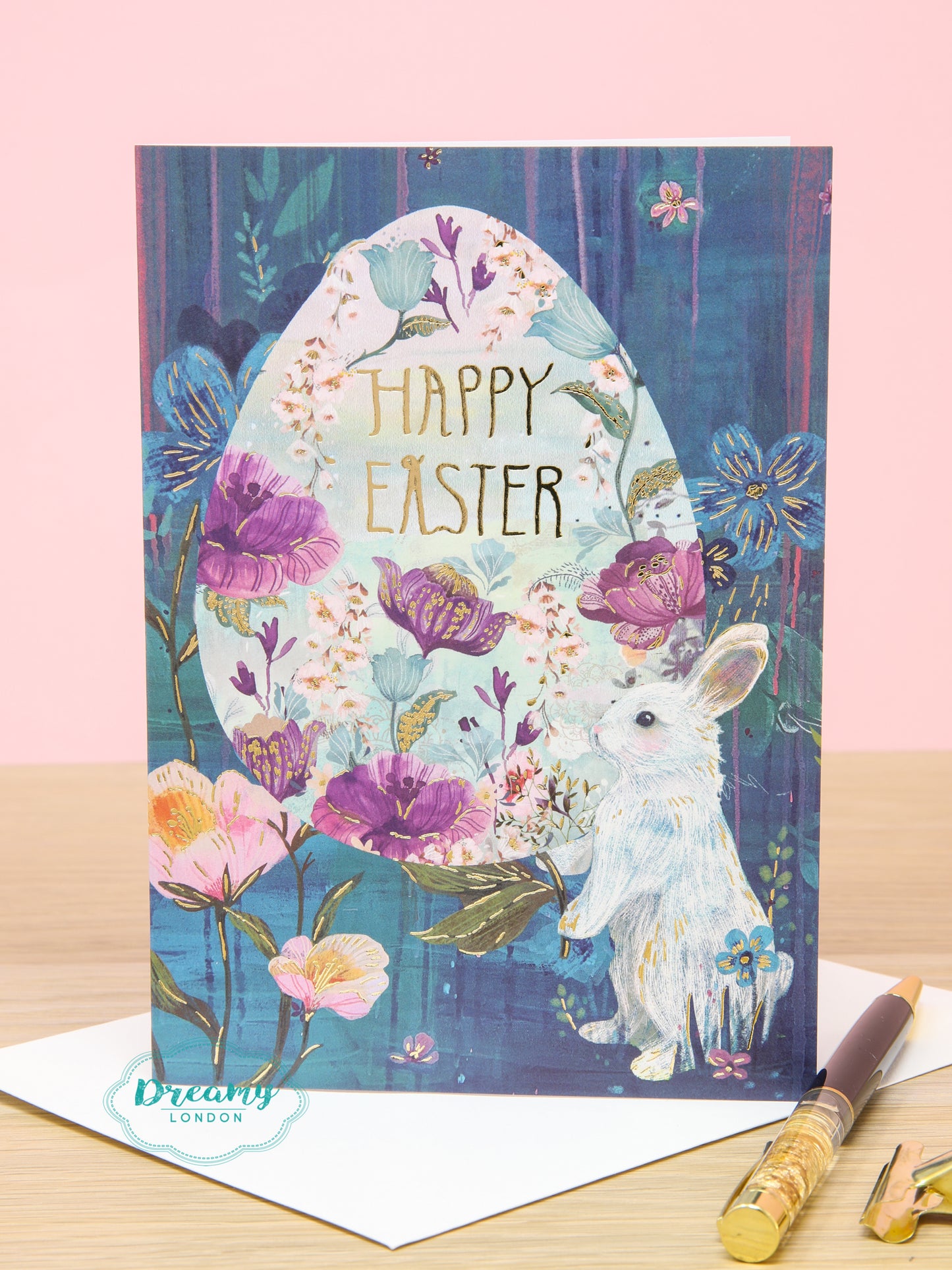 Cute Bunny & Egg Happy Easter Greeting Card
