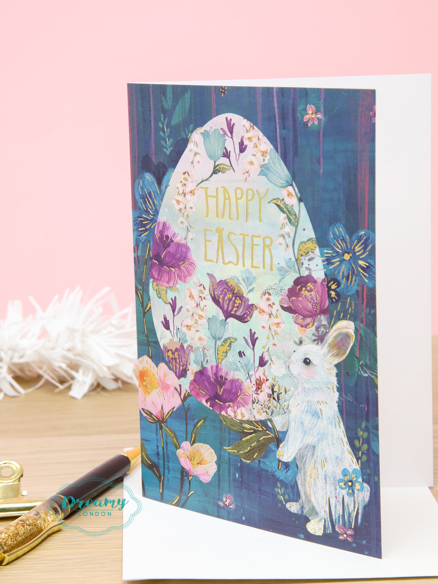 Cute Bunny & Egg Happy Easter Greeting Card