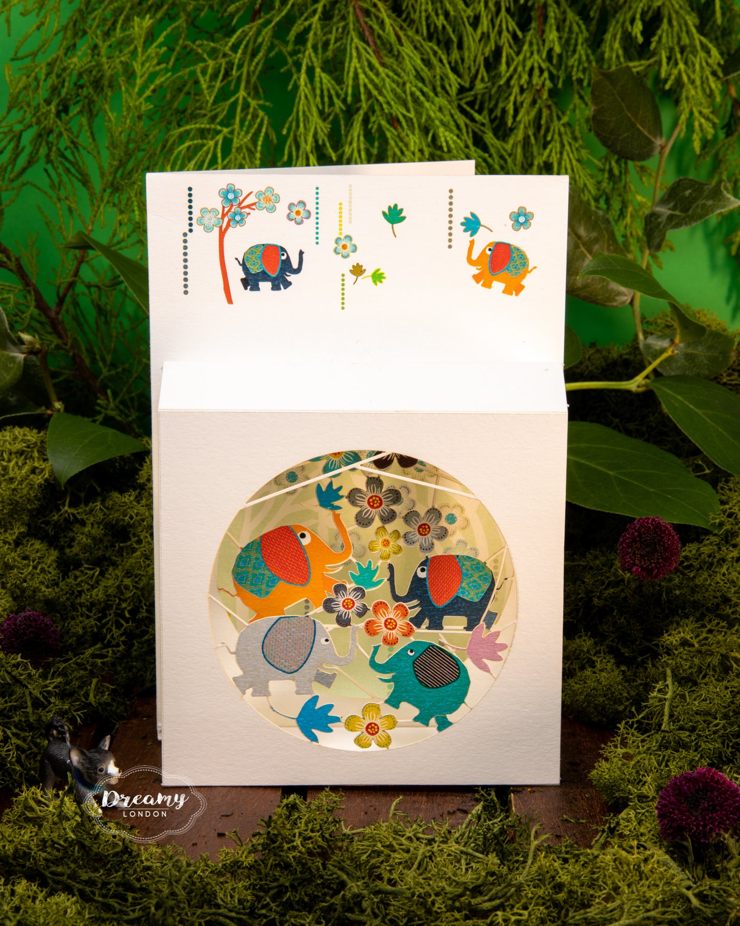 Elephants in Box Blank Greeting Card, card for kids, kids birthday card, pop up card - dreamylondon