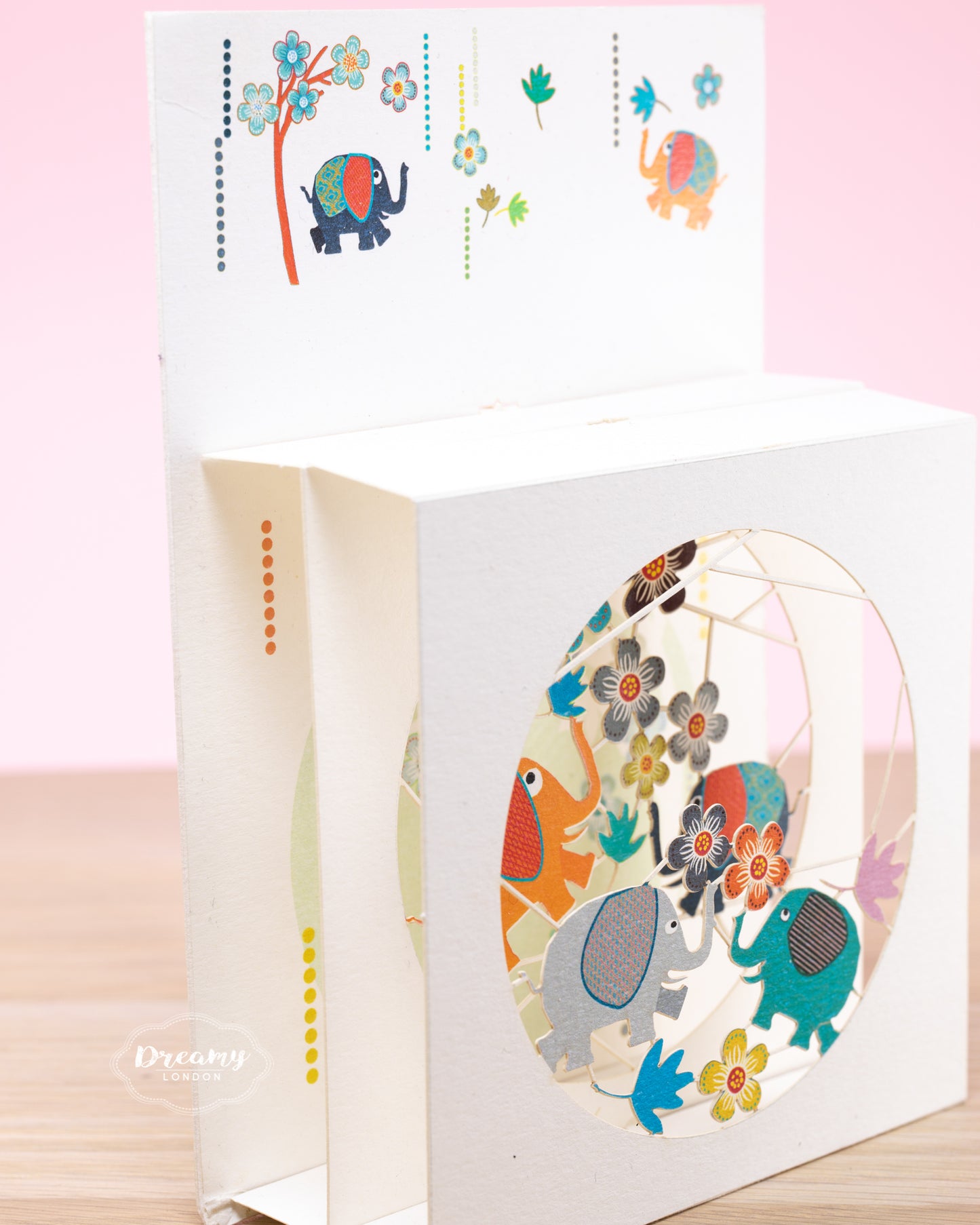 Elephants in Box Blank Greeting Card, card for kids, kids birthday card, pop up card - dreamylondon
