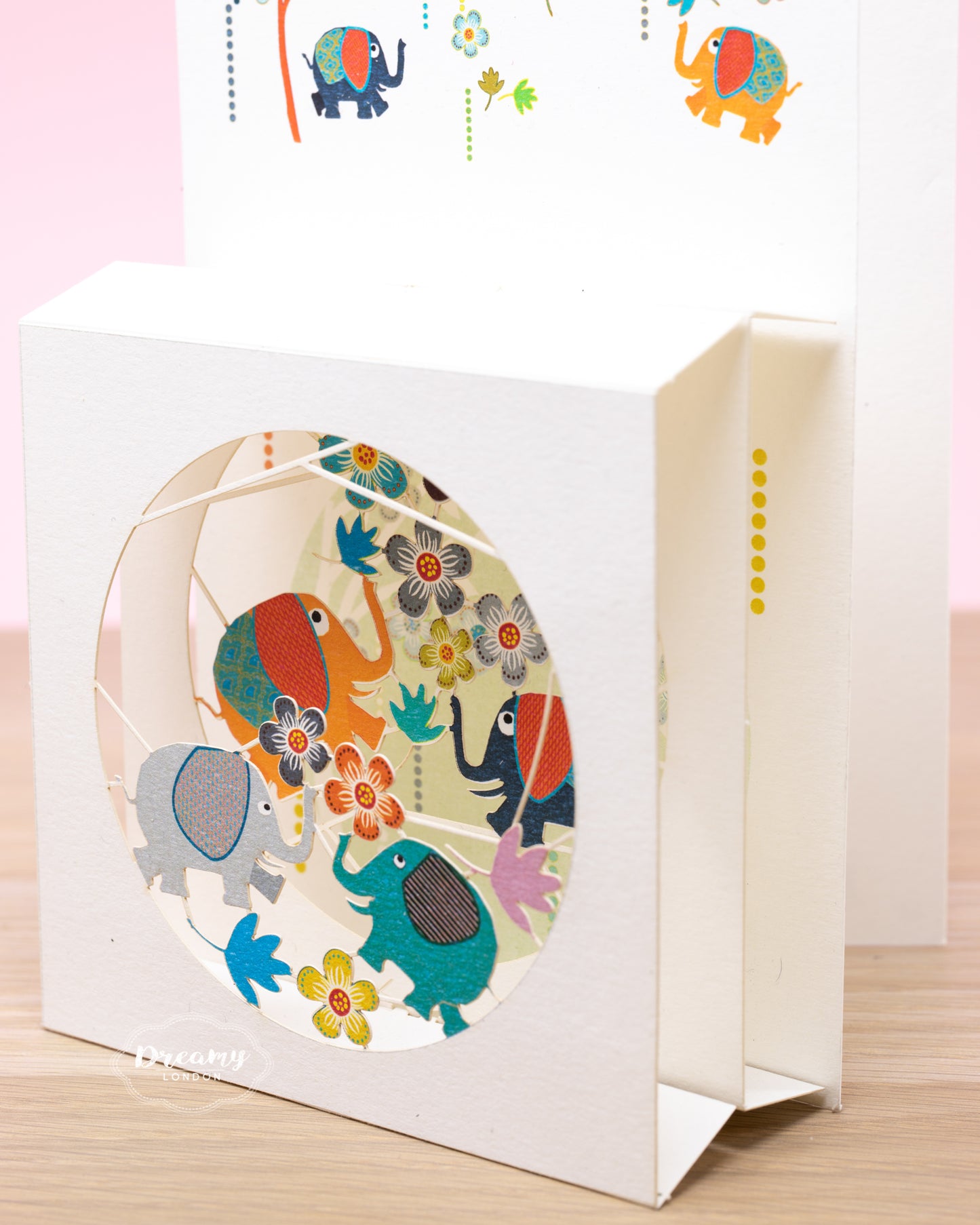 Elephants in Box Blank Greeting Card, card for kids, kids birthday card, pop up card - dreamylondon