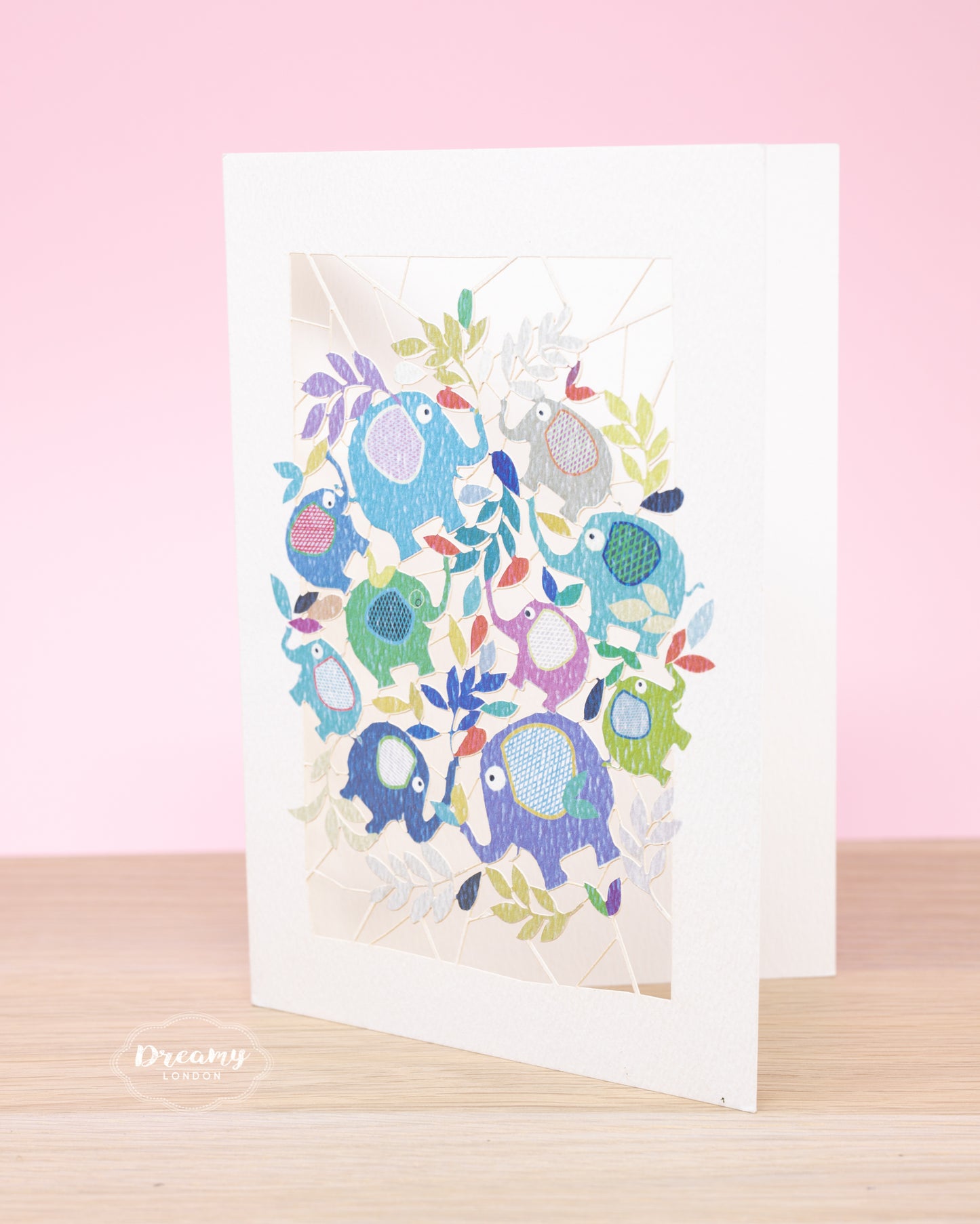 Elephants Laser-cut Blank Greeting Card for Kids, Birthday Greeting Card - dreamylondon
