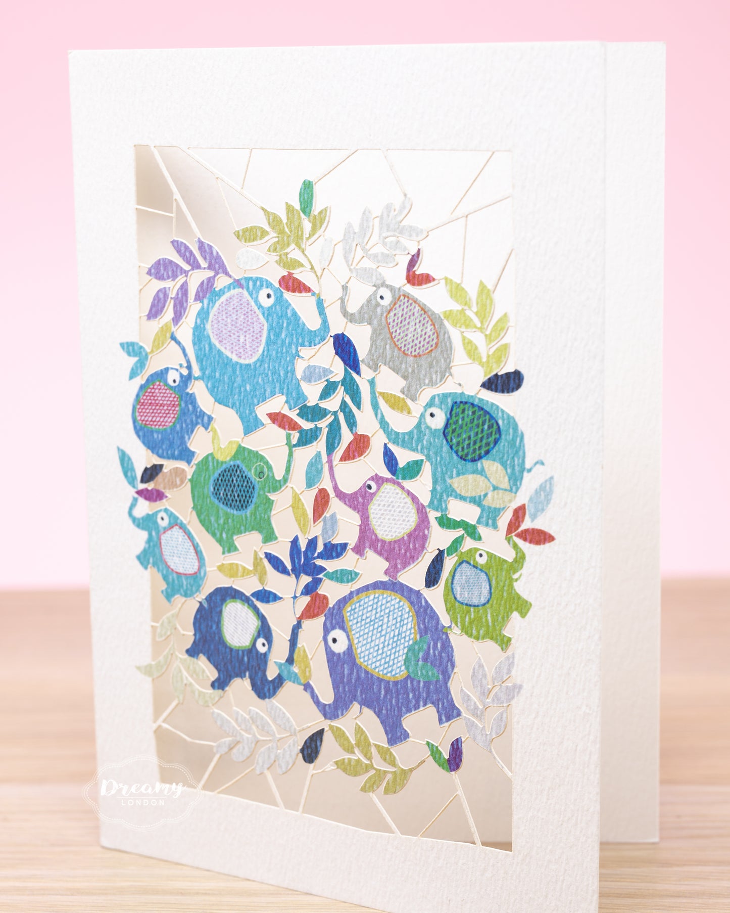 Elephants Laser-cut Blank Greeting Card for Kids, Birthday Greeting Card - dreamylondon